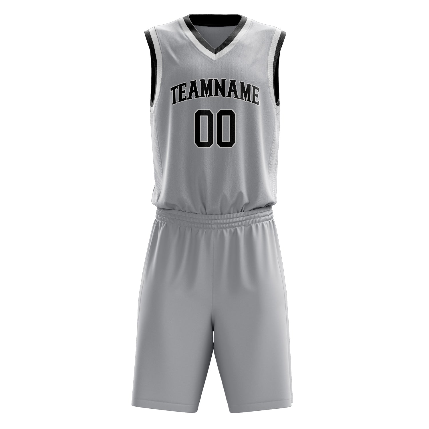Custom Gray Black Solid Color Basketball Set