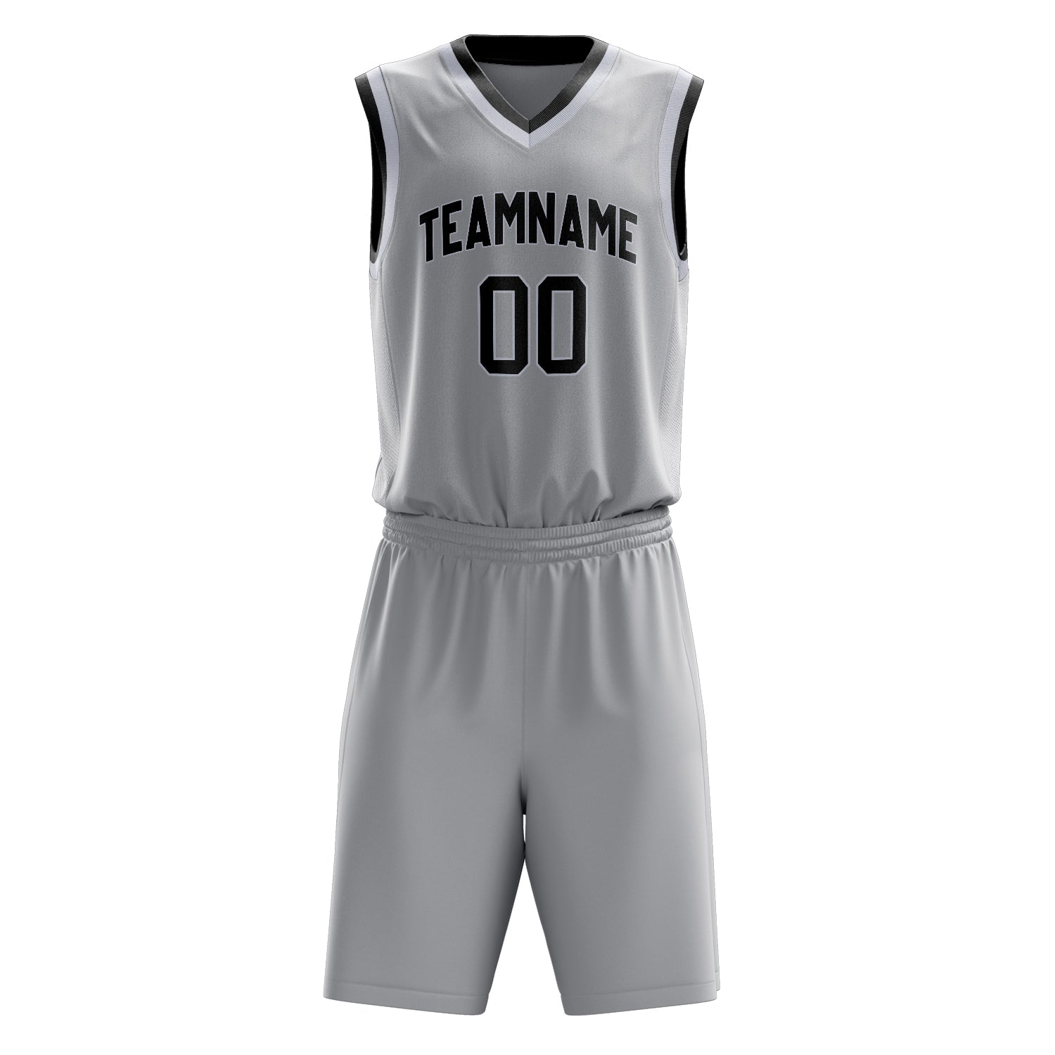 Custom Gray Black Solid Color Basketball Set
