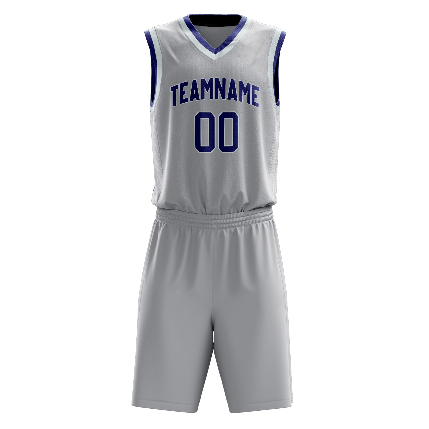 Custom Gray Purple Solid Color Basketball Set