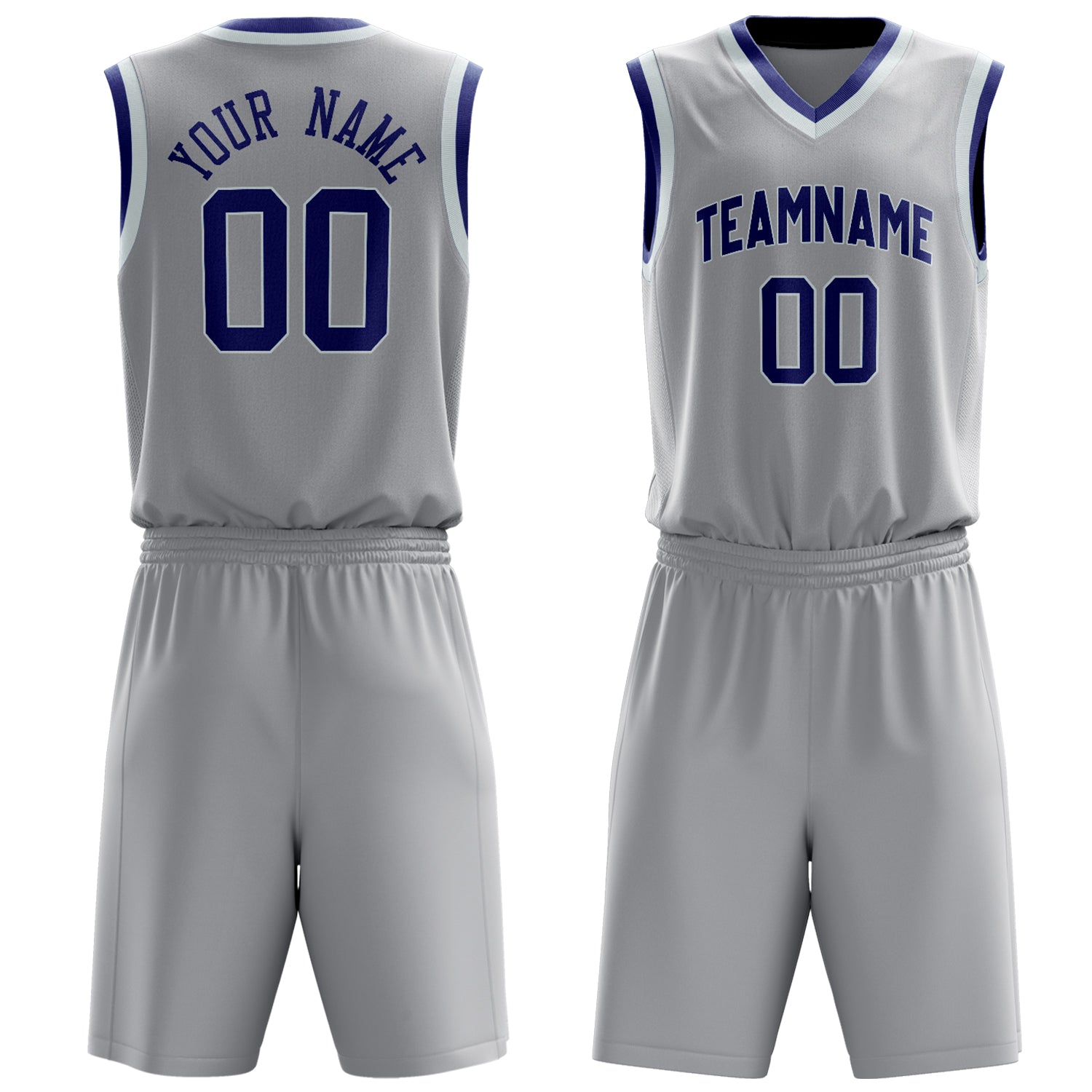 Custom Gray Purple Solid Color Basketball Set