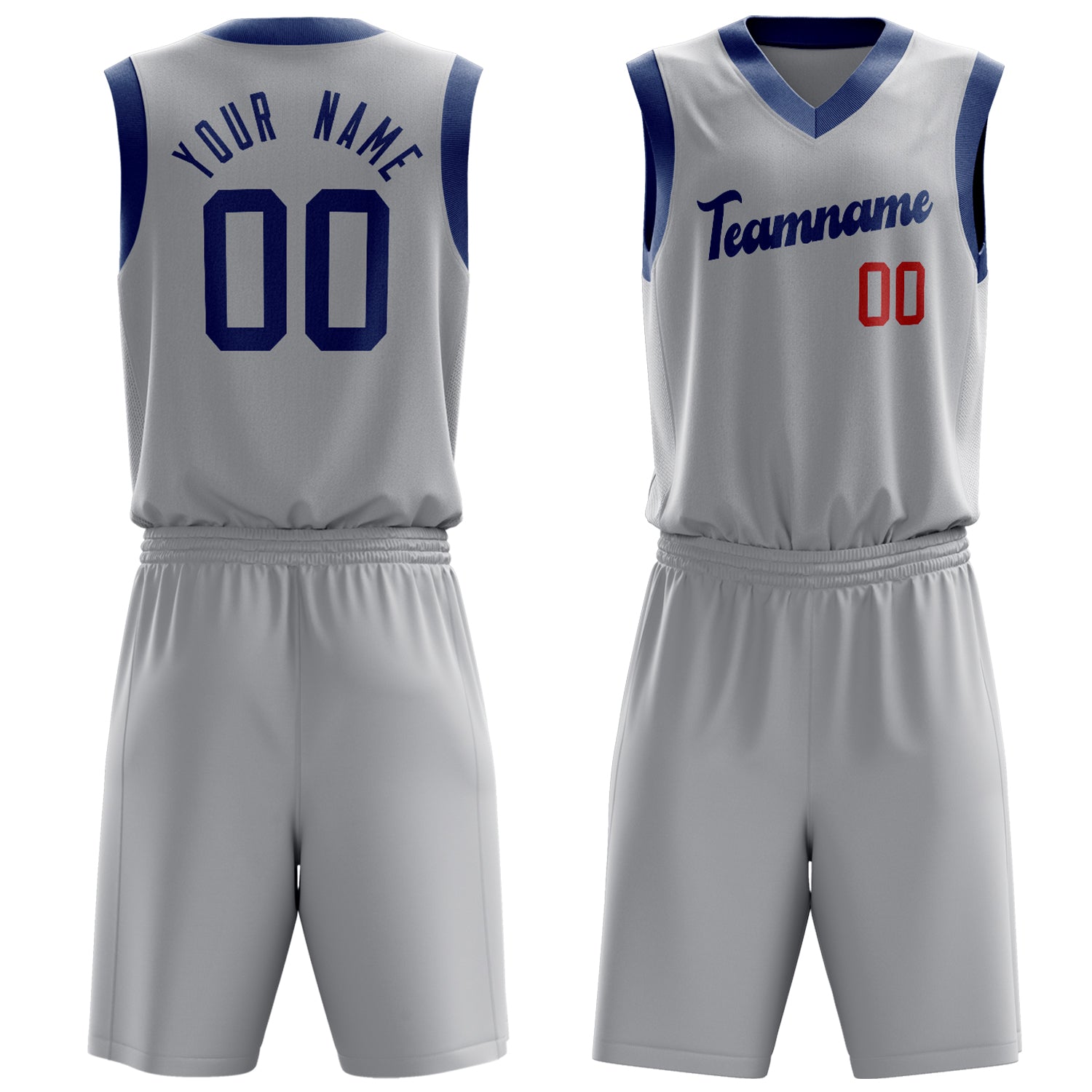 Custom Gray Royal Solid Color Basketball Set