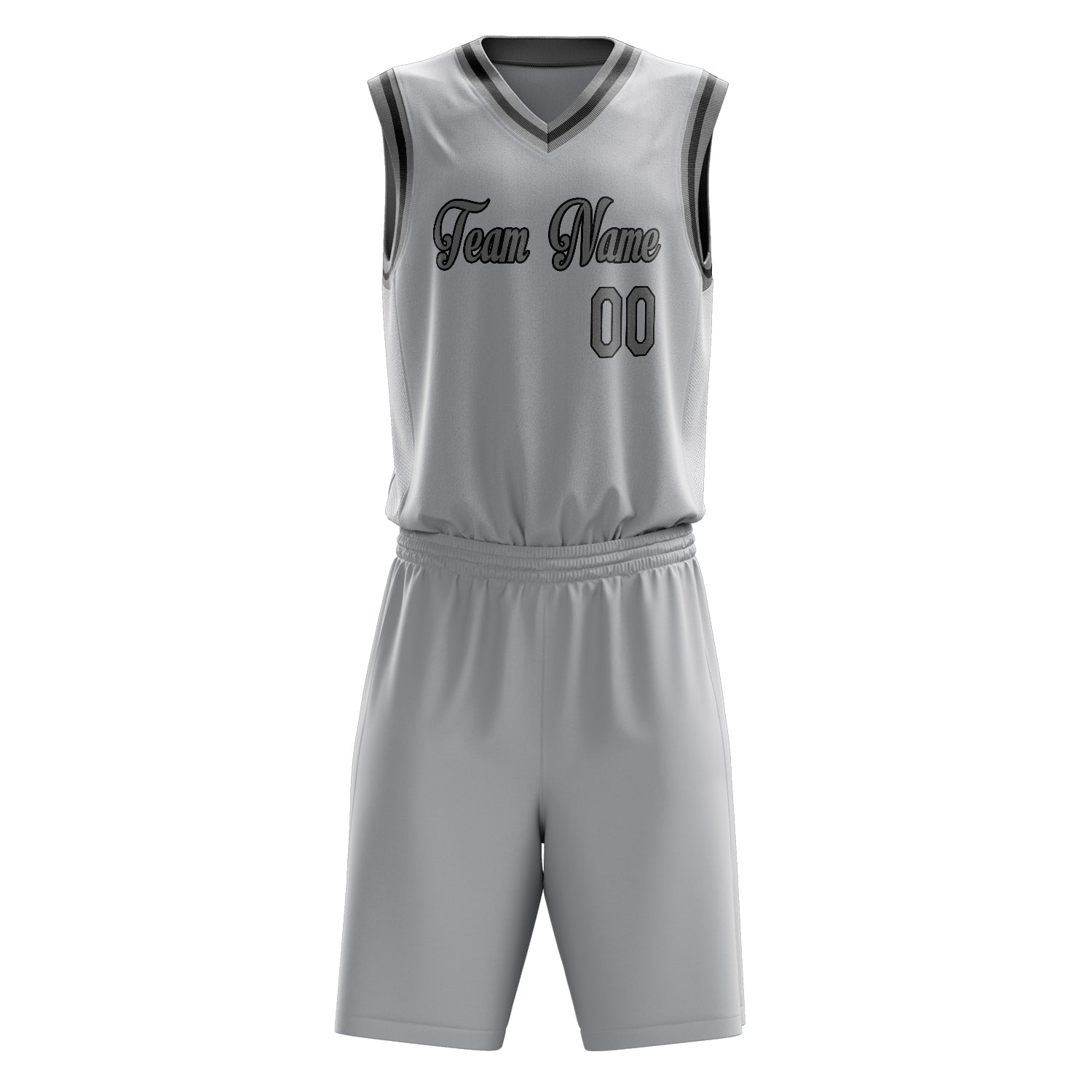 Custom Gray Gray Solid Color Basketball Set