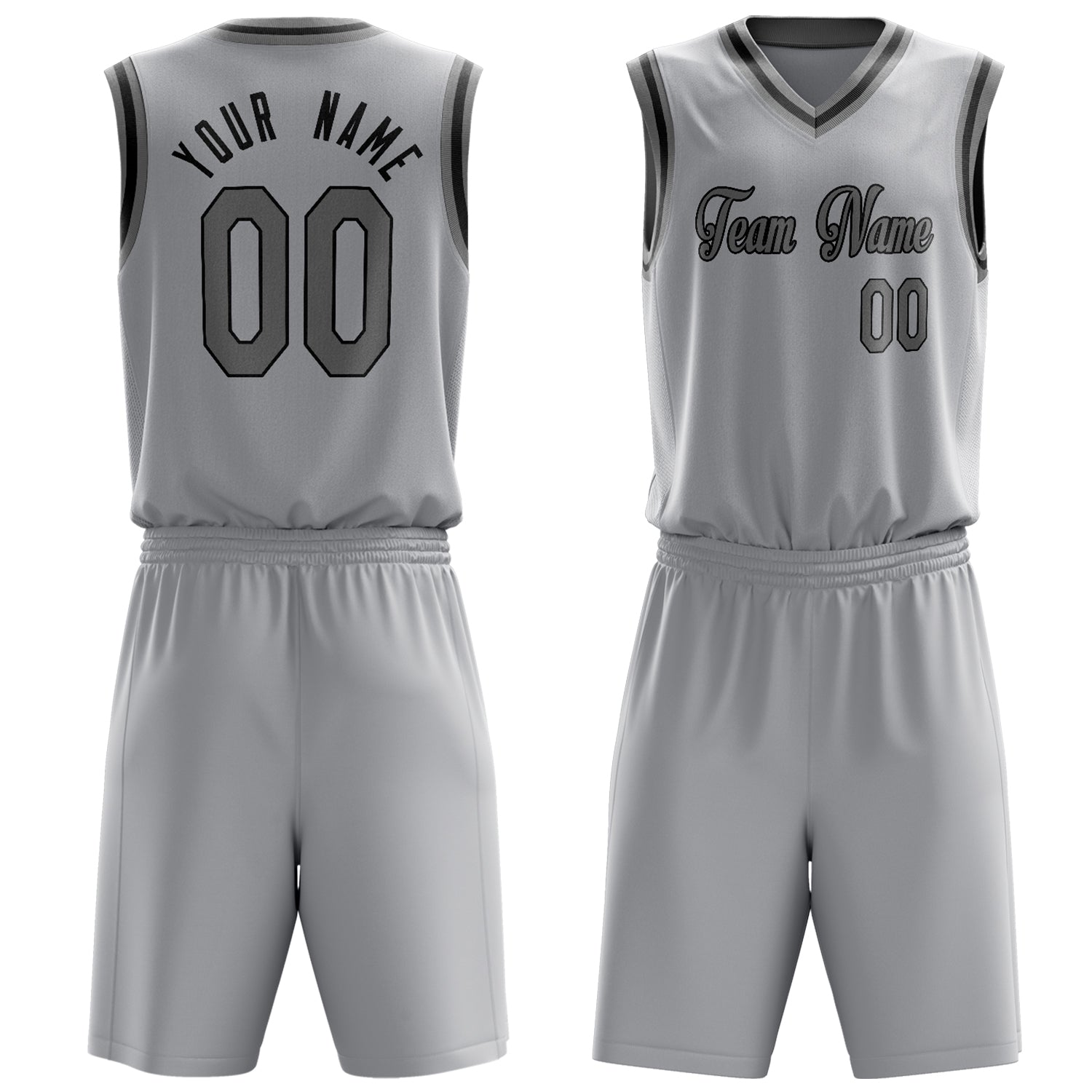 Custom Gray Gray Solid Color Basketball Set