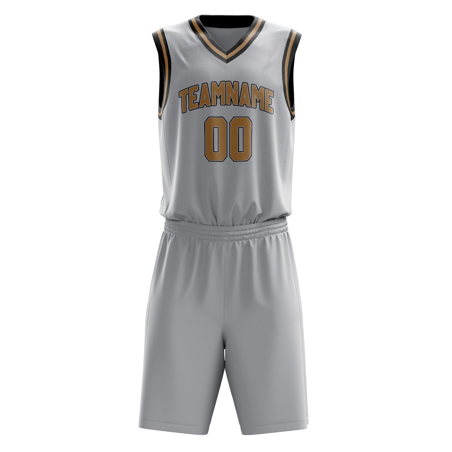 Custom Gray Brown Solid Color Basketball Set
