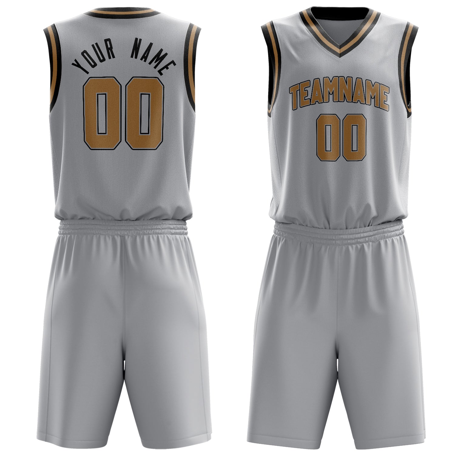 Custom Gray Brown Solid Color Basketball Set