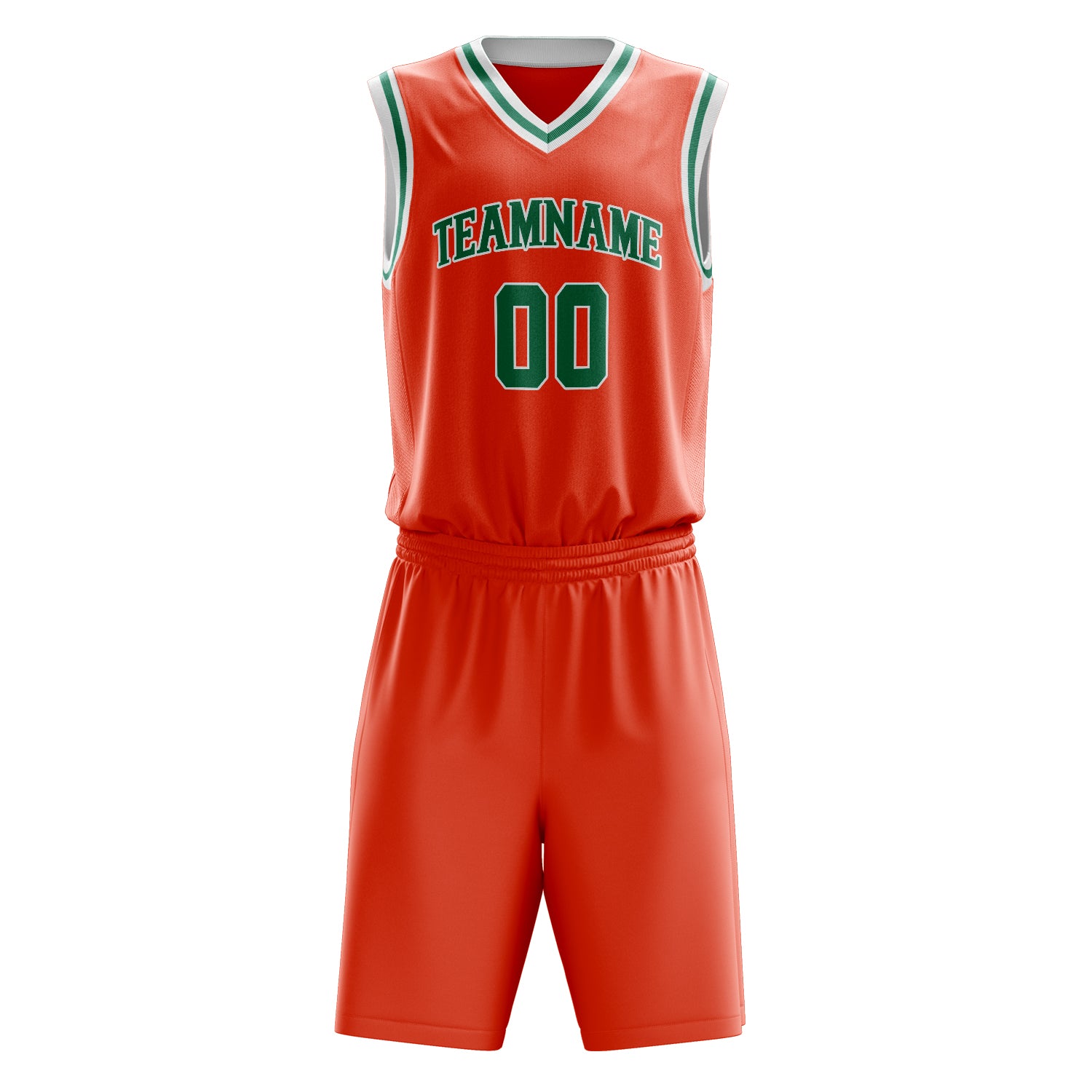Custom Orange Kelly Green Solid Color Basketball Set