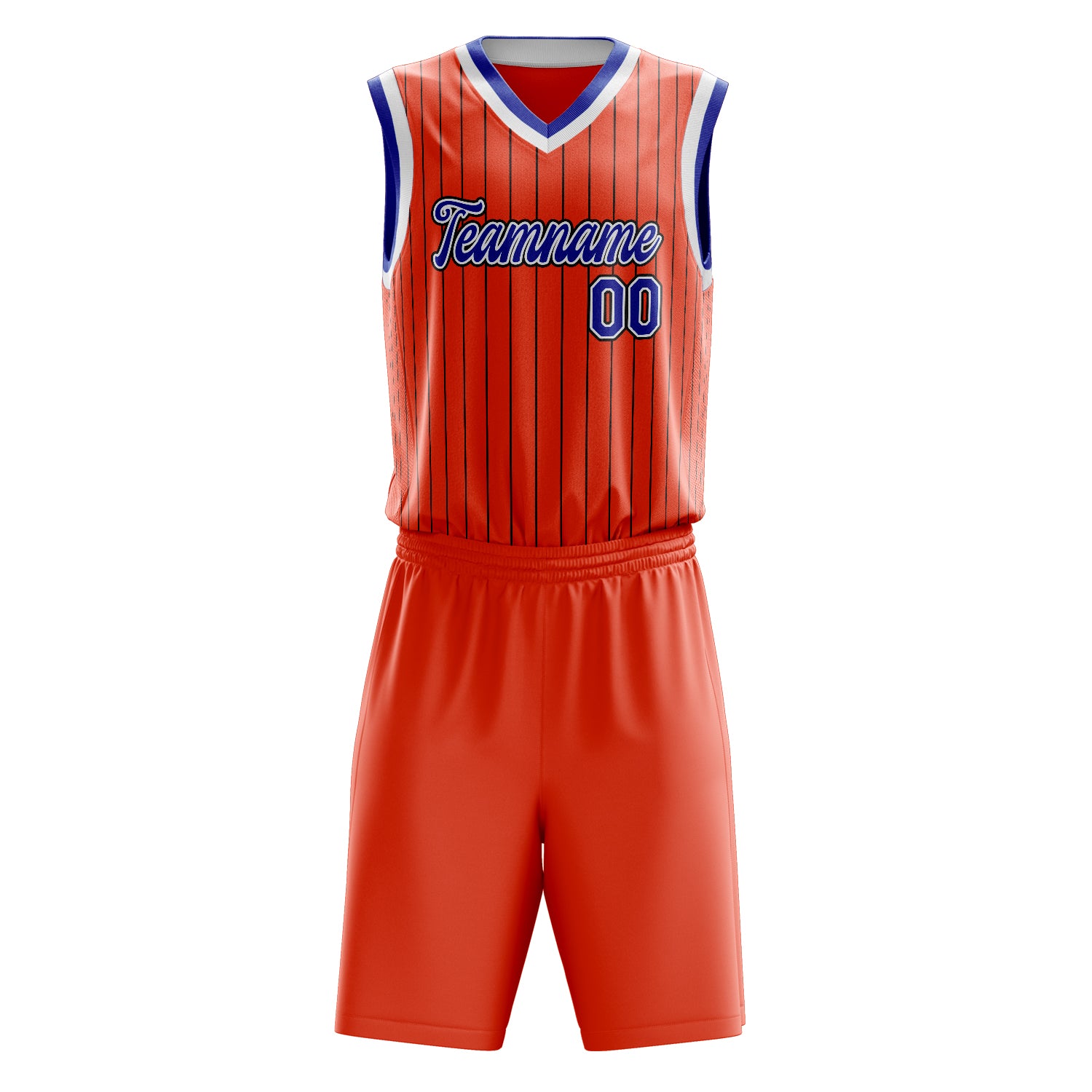 Custom Orange Royal Pinstripe Basketball Set