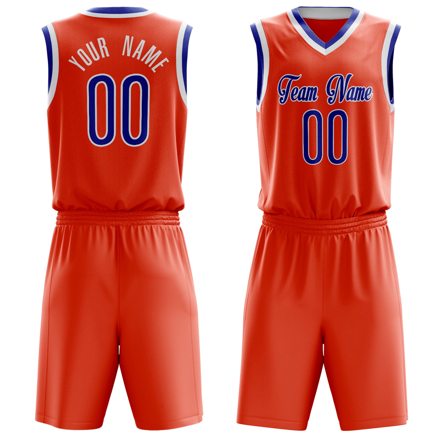 Custom Orange Royal Solid Color Basketball Set