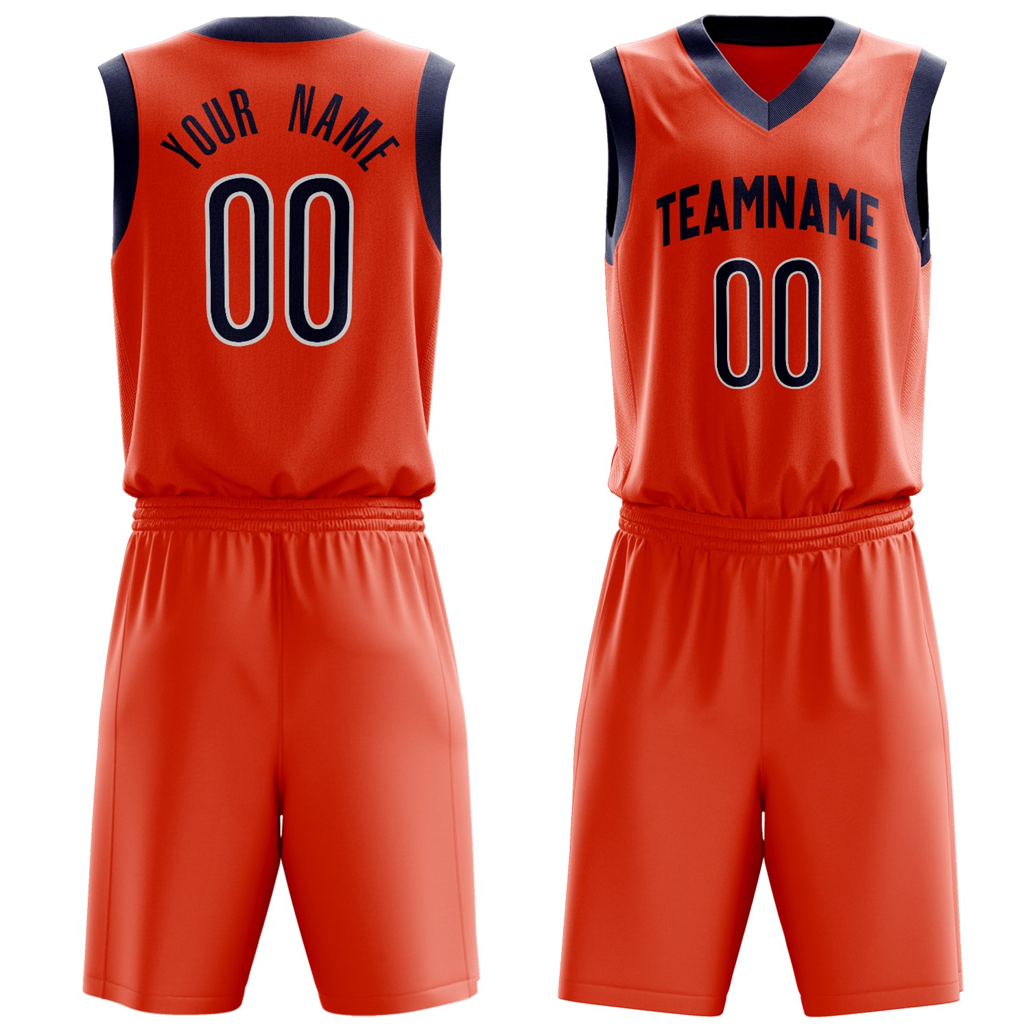 Custom Orange Black Solid Color Basketball Set