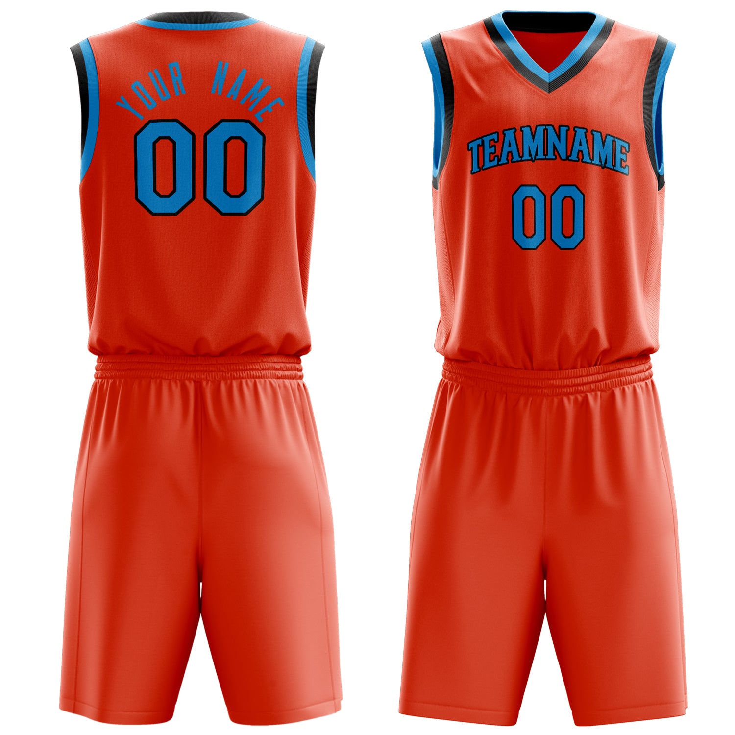 Custom Orange Blue Solid Color Basketball Set