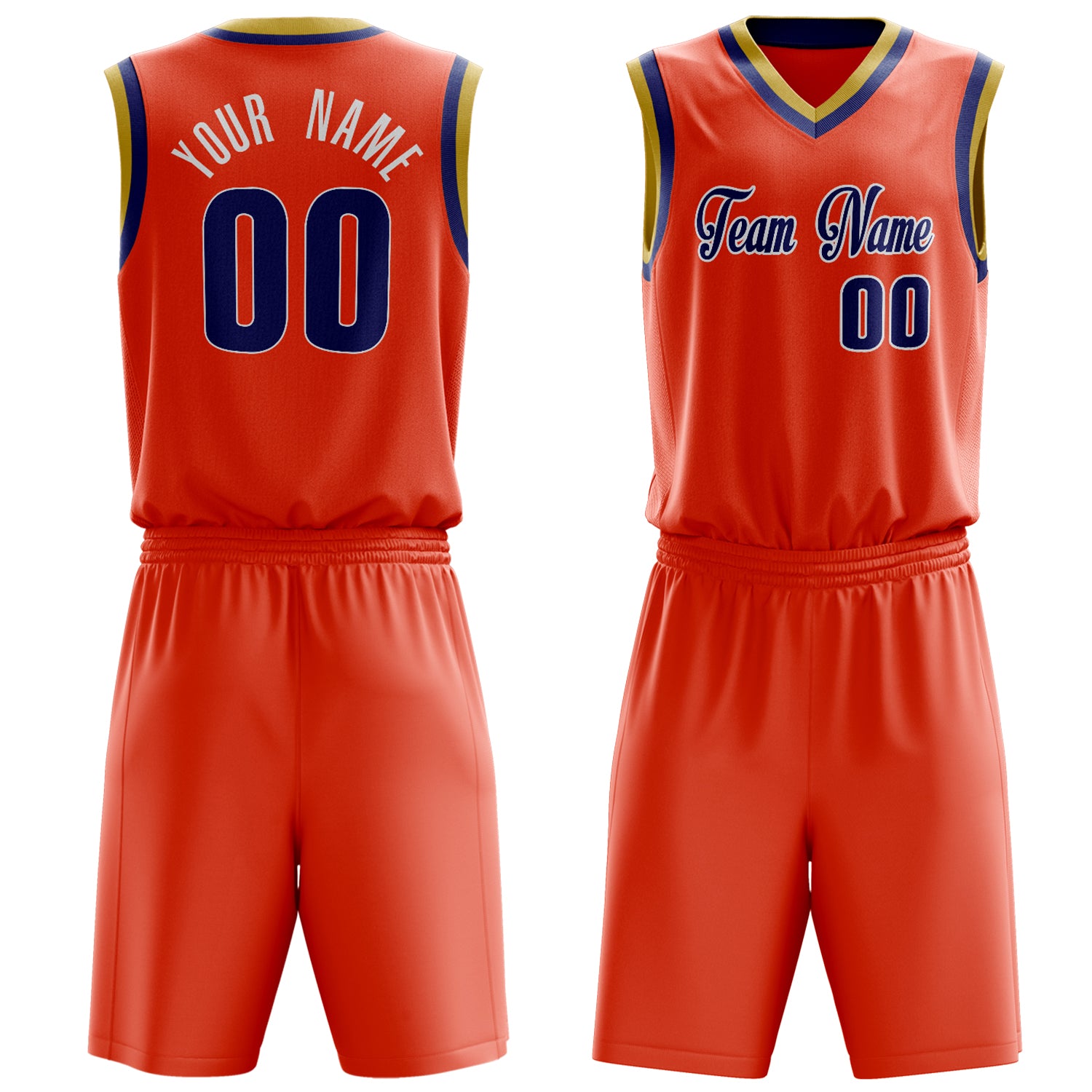 Custom Orange Royal Solid Color Basketball Set