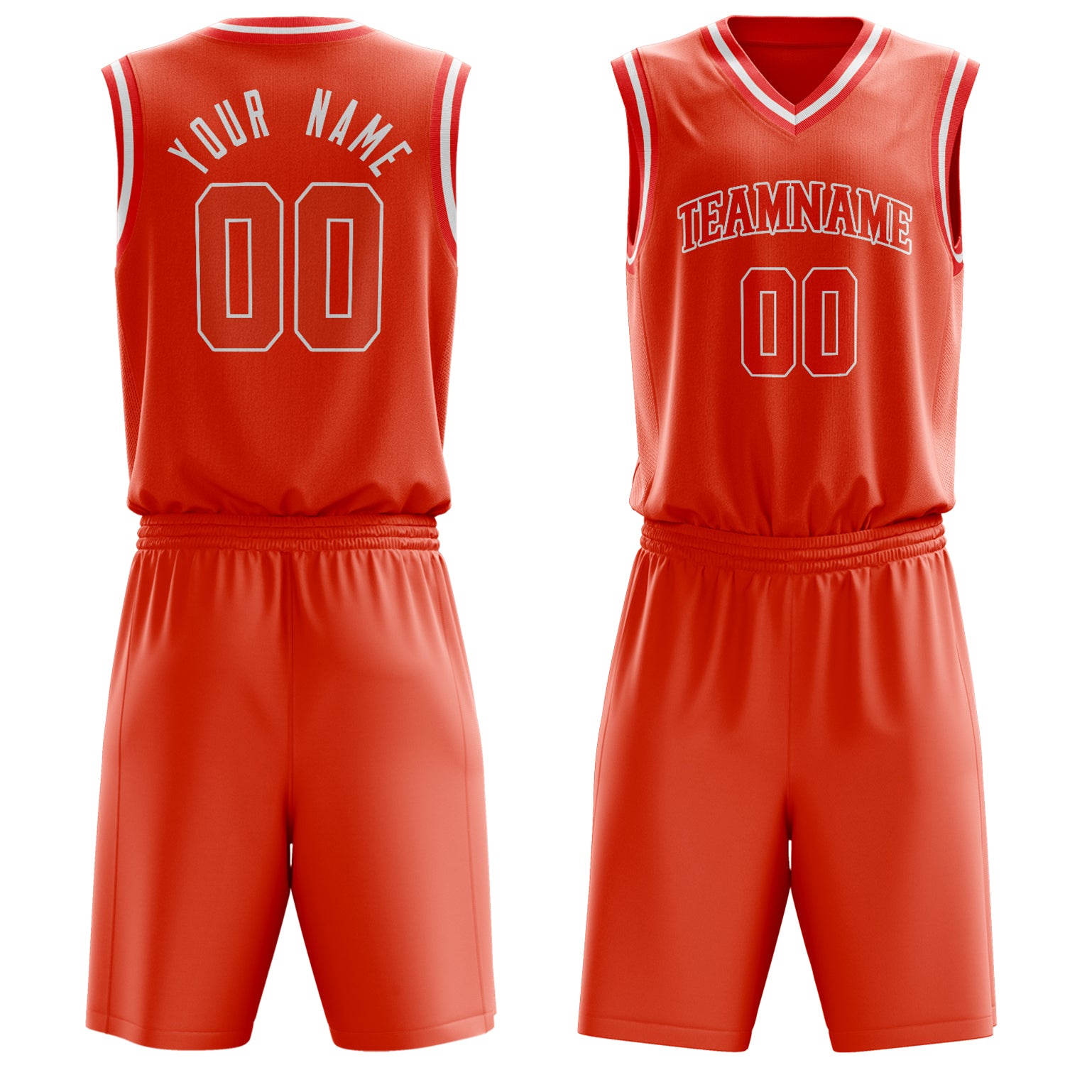 Custom Orange White Solid Color Basketball Set