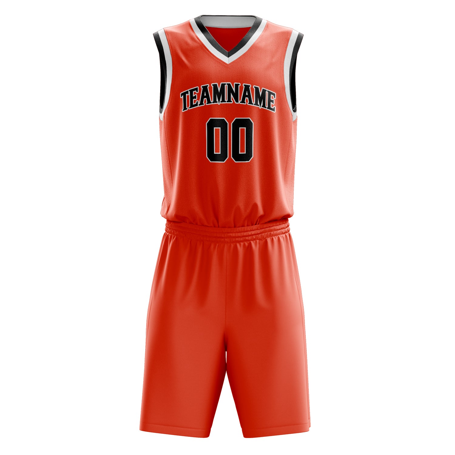 Custom Orange Black Solid Color Basketball Set