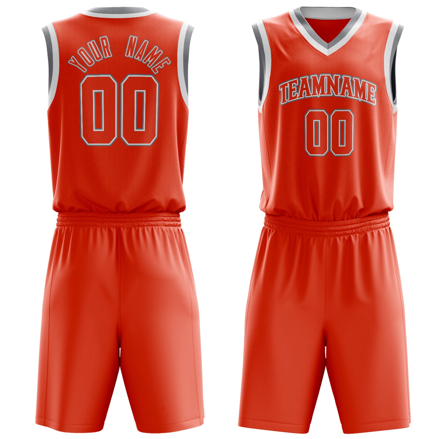 Custom Orange White Solid Color Basketball Set