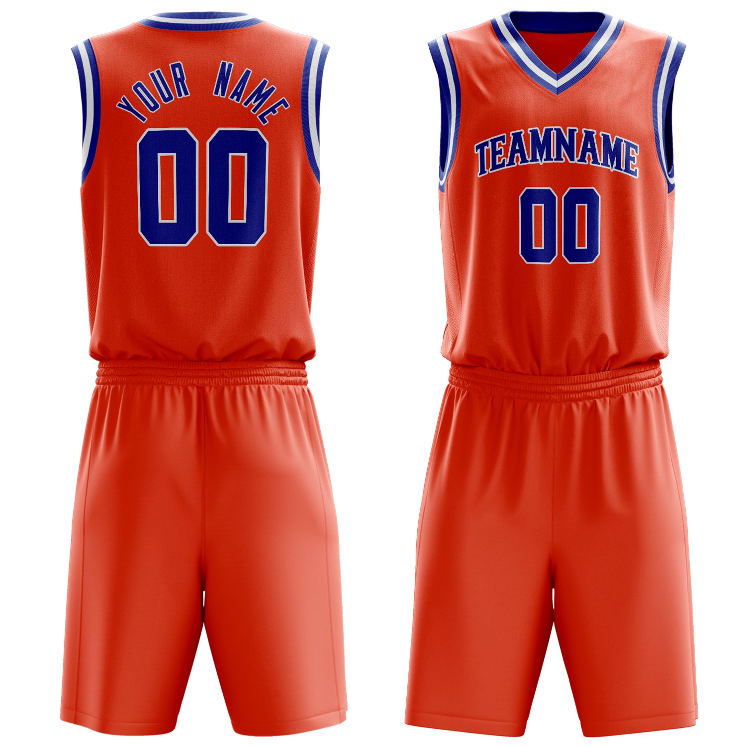 Custom Orange Royal Solid Color Basketball Set