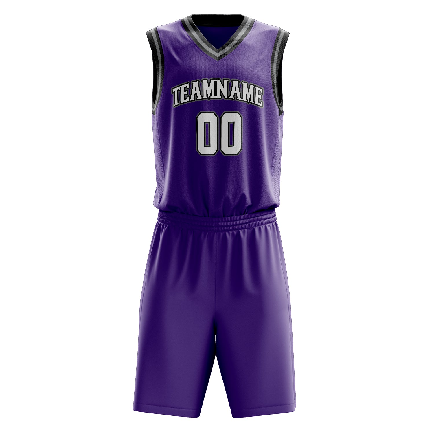 Custom Purple White Solid Color Basketball Set
