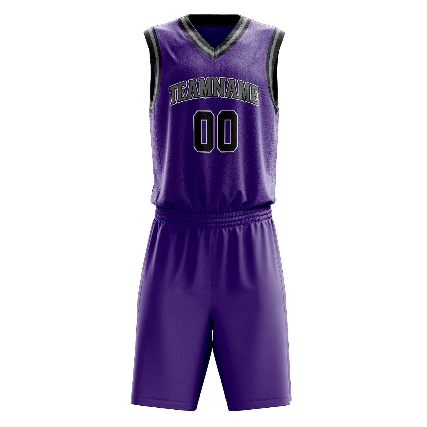 Custom Purple Black Solid Color Basketball Set
