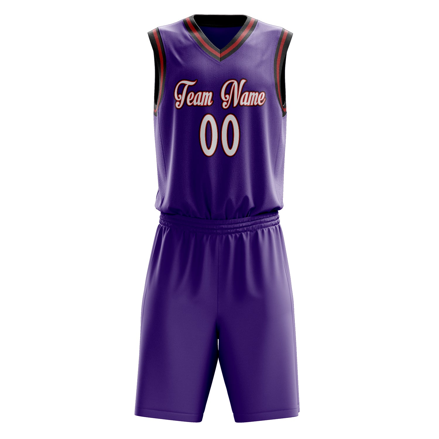 Custom Purple White Solid Color Basketball Set