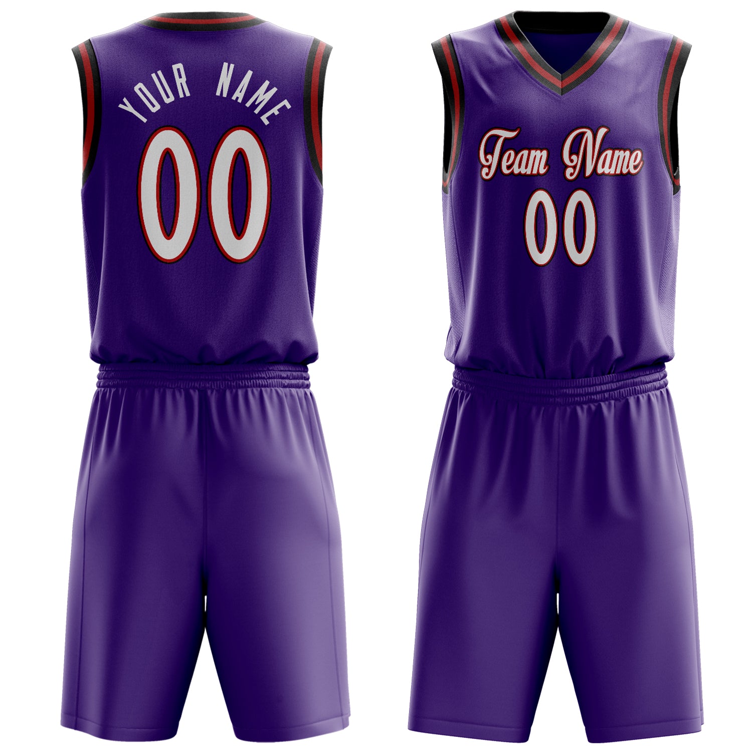 Custom Purple White Solid Color Basketball Set