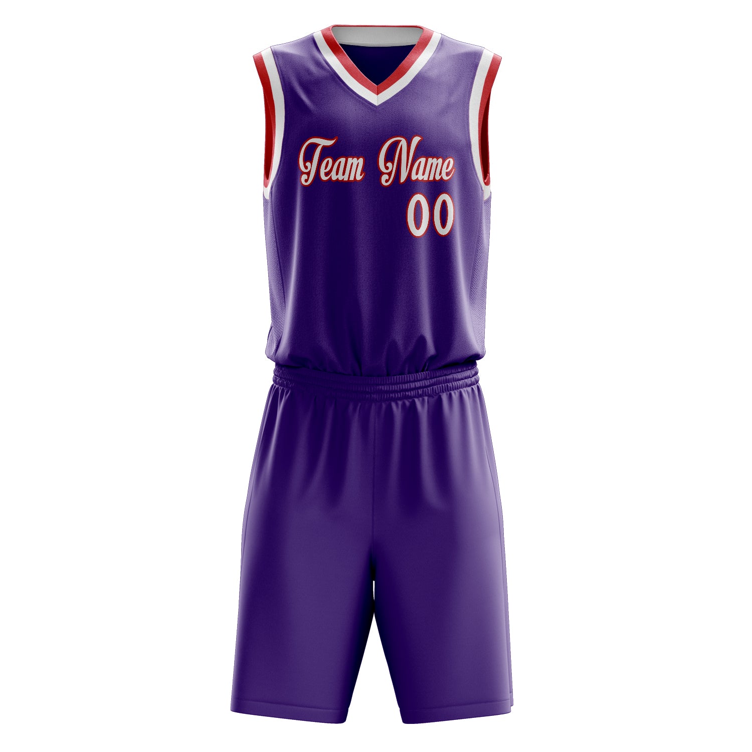 Custom Purple White Solid Color Basketball Set
