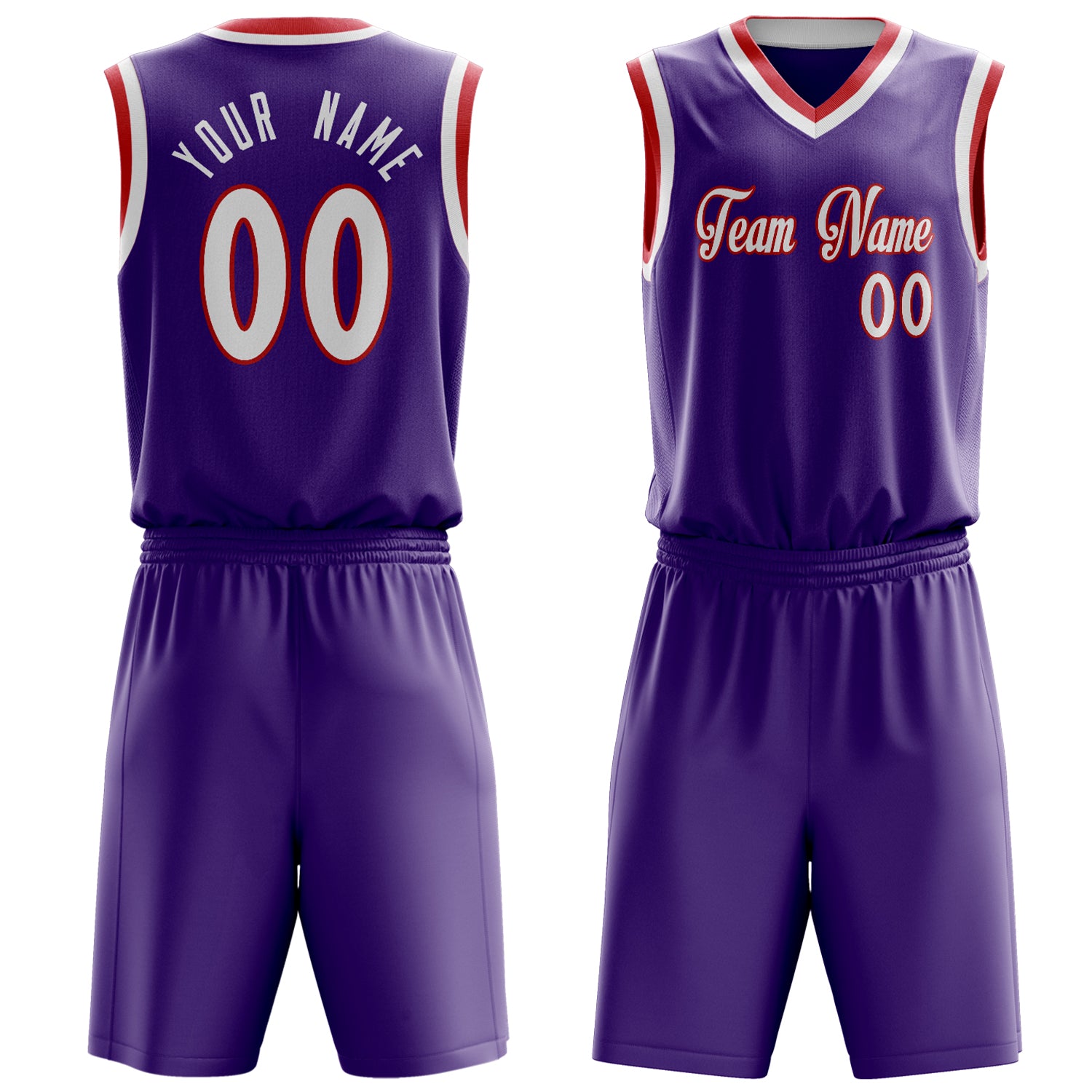 Custom Purple White Solid Color Basketball Set