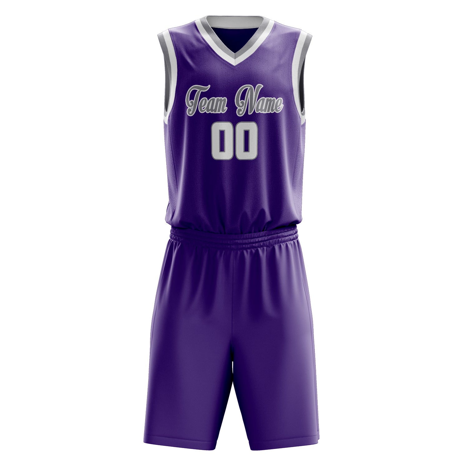 Custom Purple White Solid Color Basketball Set