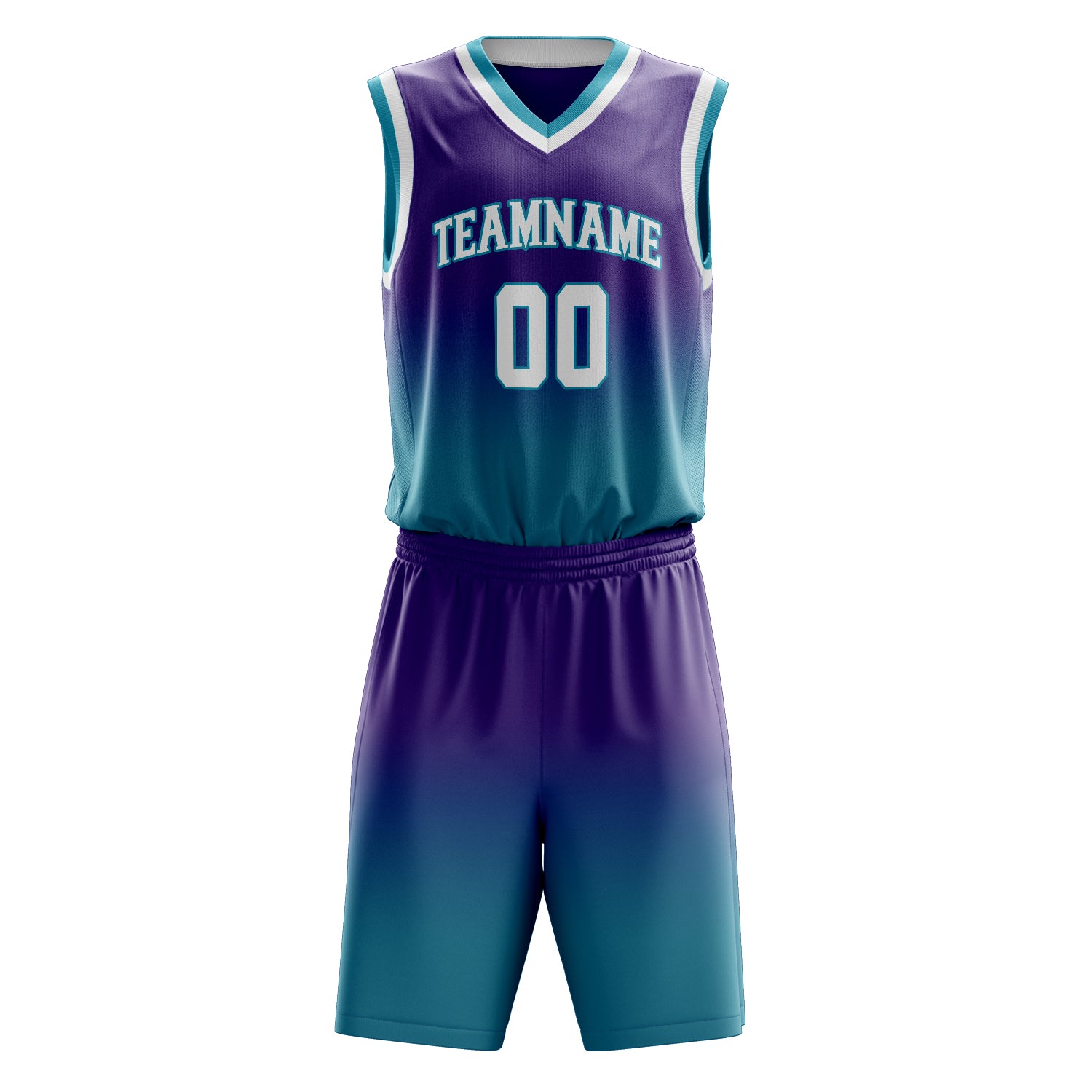 Custom Purple Teal Fade Basketball Set