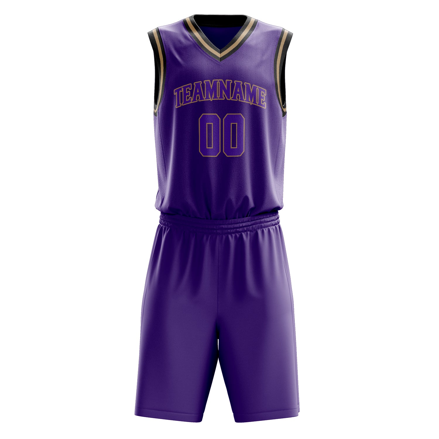 Custom Purple Old-Gold Solid Color Basketball Set