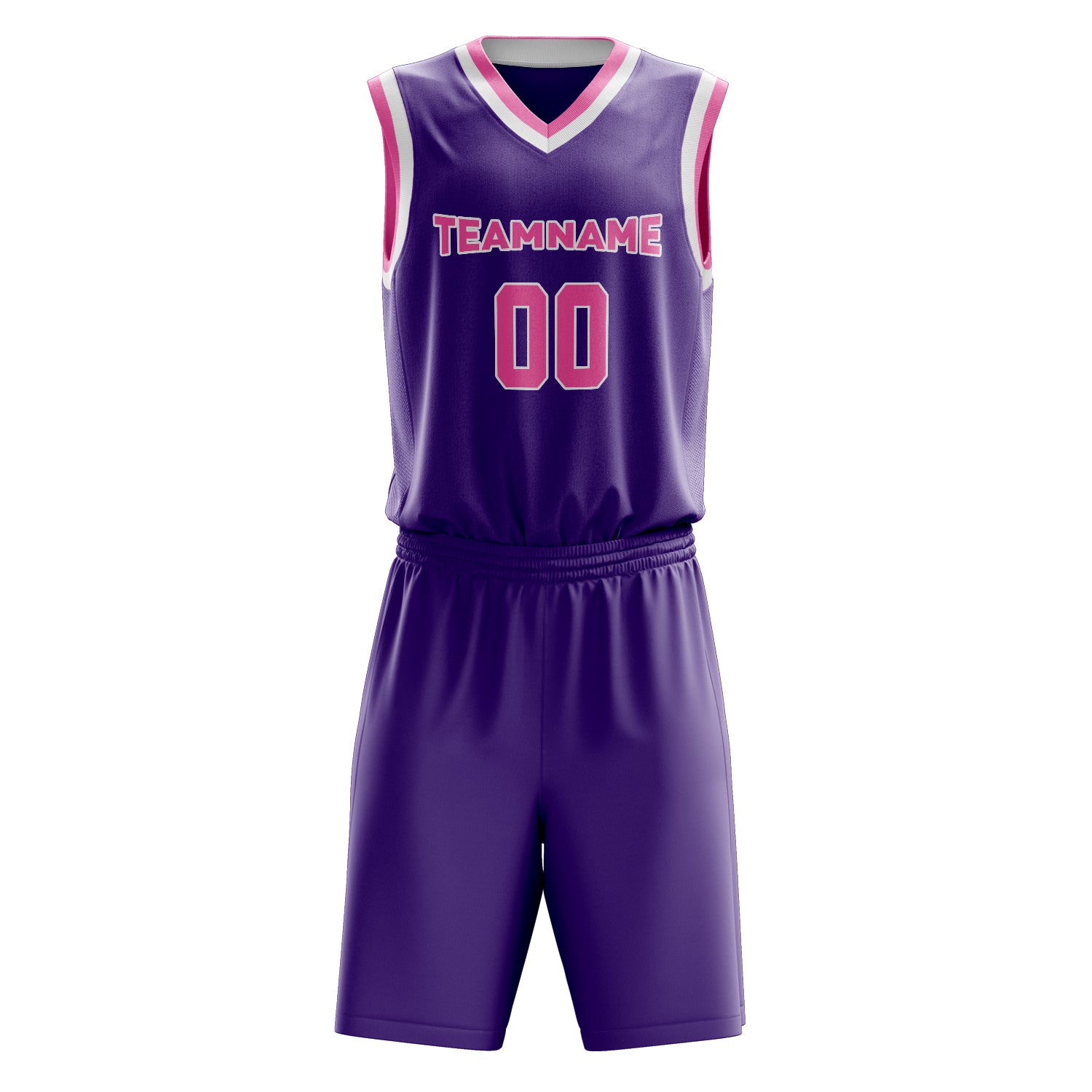 Custom Purple Pink Solid Color Basketball Set