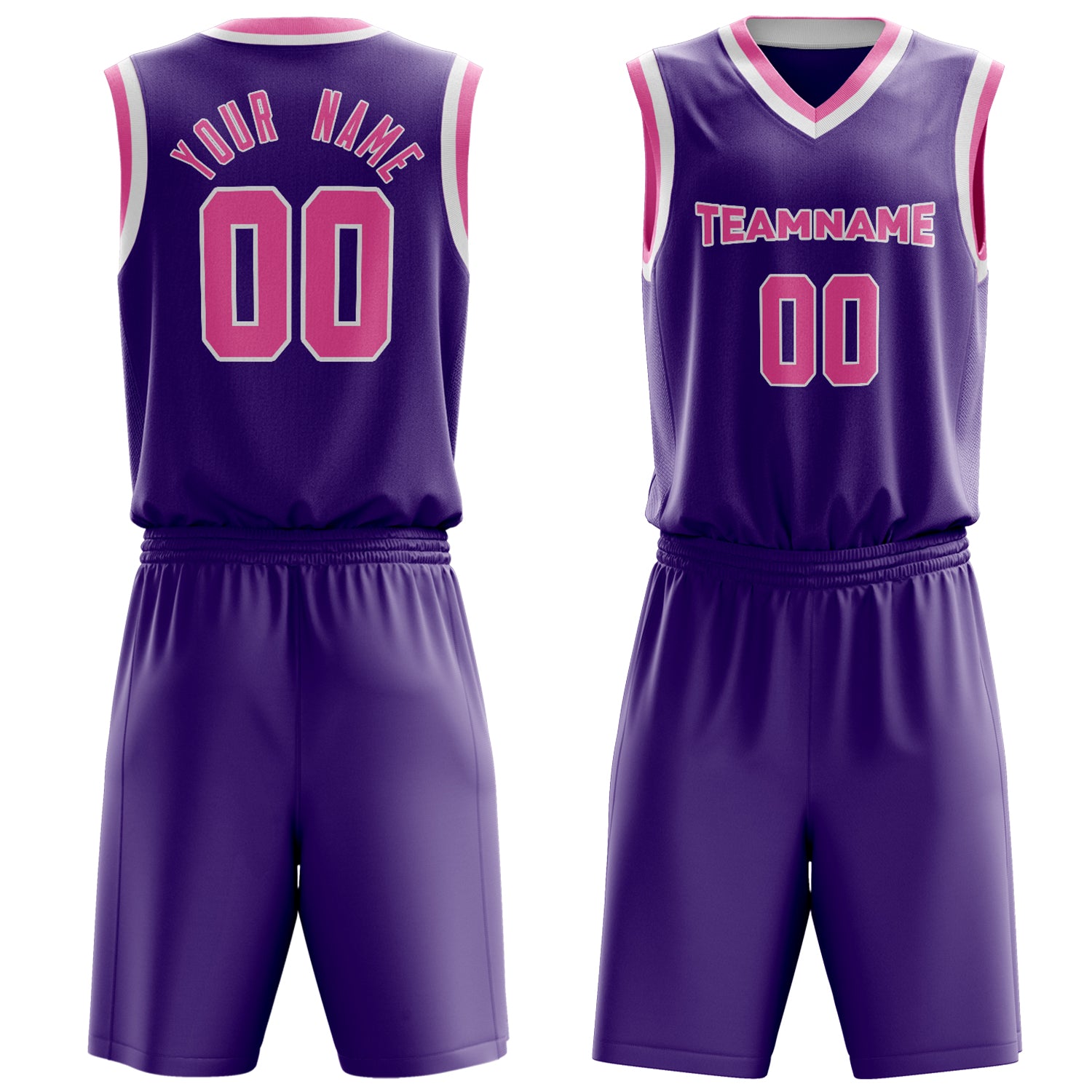 Custom Purple Pink Solid Color Basketball Set