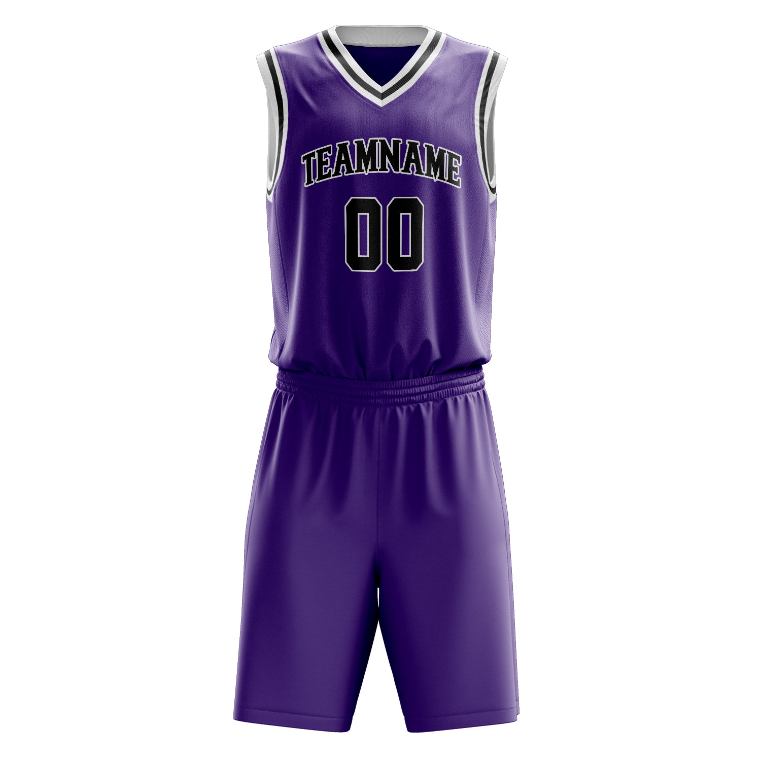 Custom Purple Black Solid Color Basketball Set