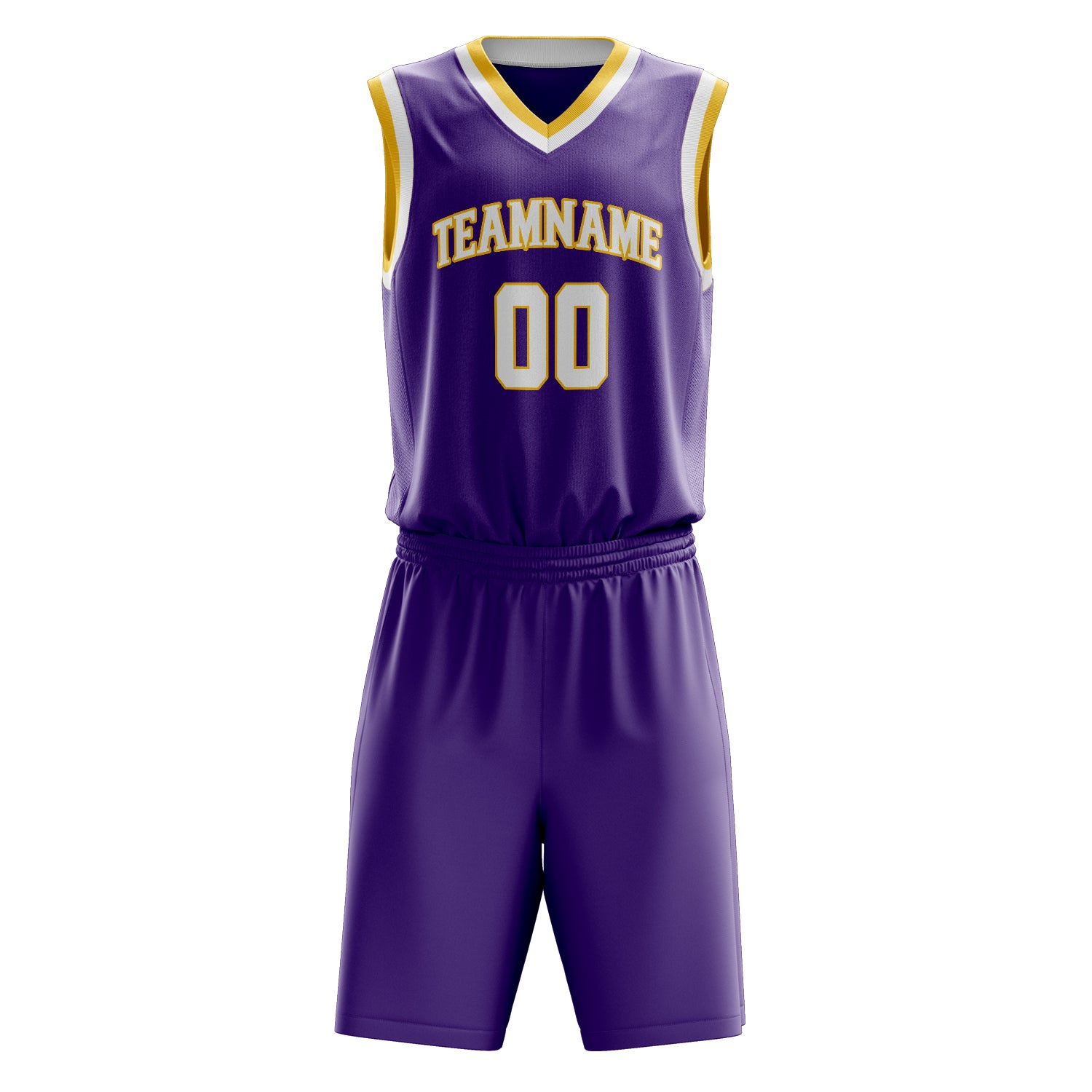 Custom Purple White Solid Color Basketball Set