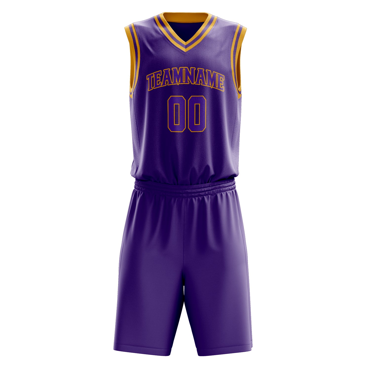 Custom Purple Gold Solid Color Basketball Set