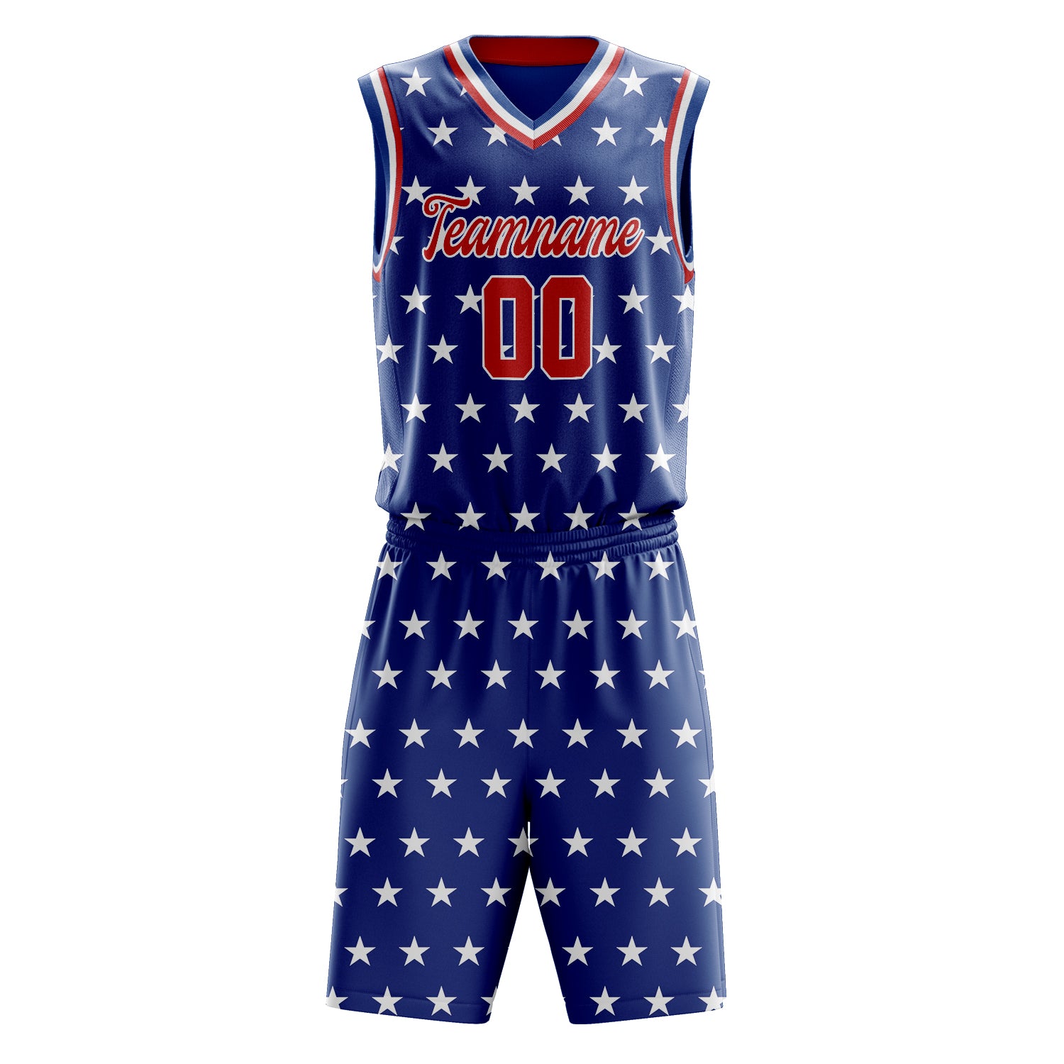 Custom Royal Red Solid Color Basketball Set