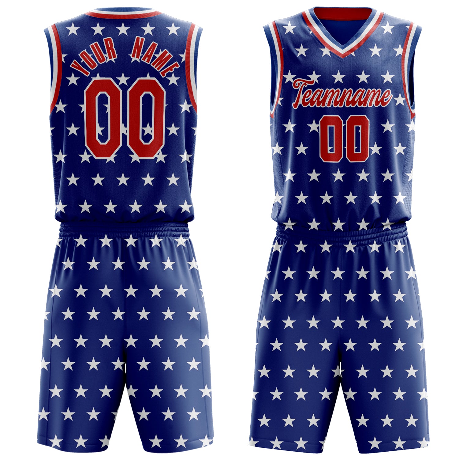 Custom Royal Red Solid Color Basketball Set