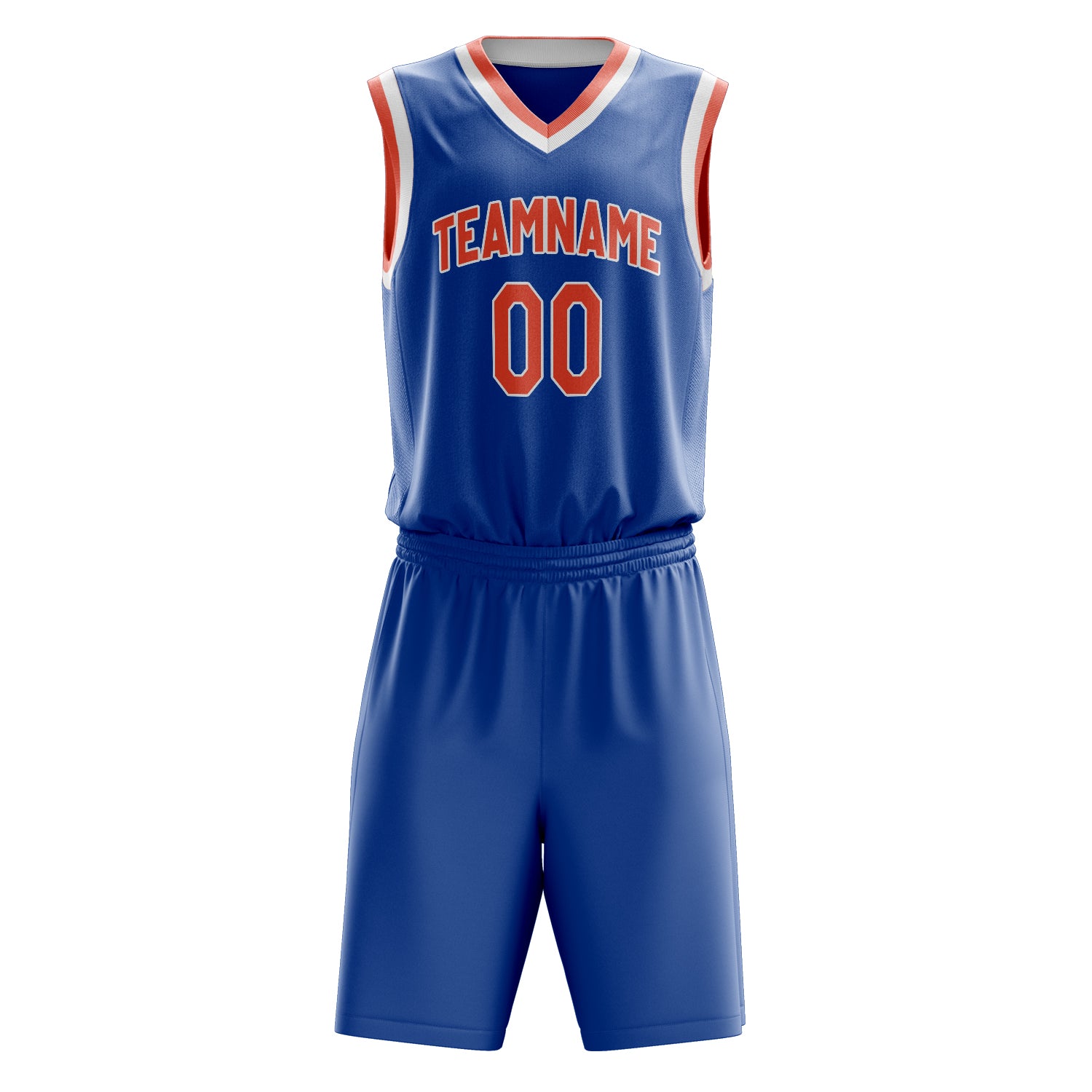Custom Royal Orange Solid Color Basketball Set