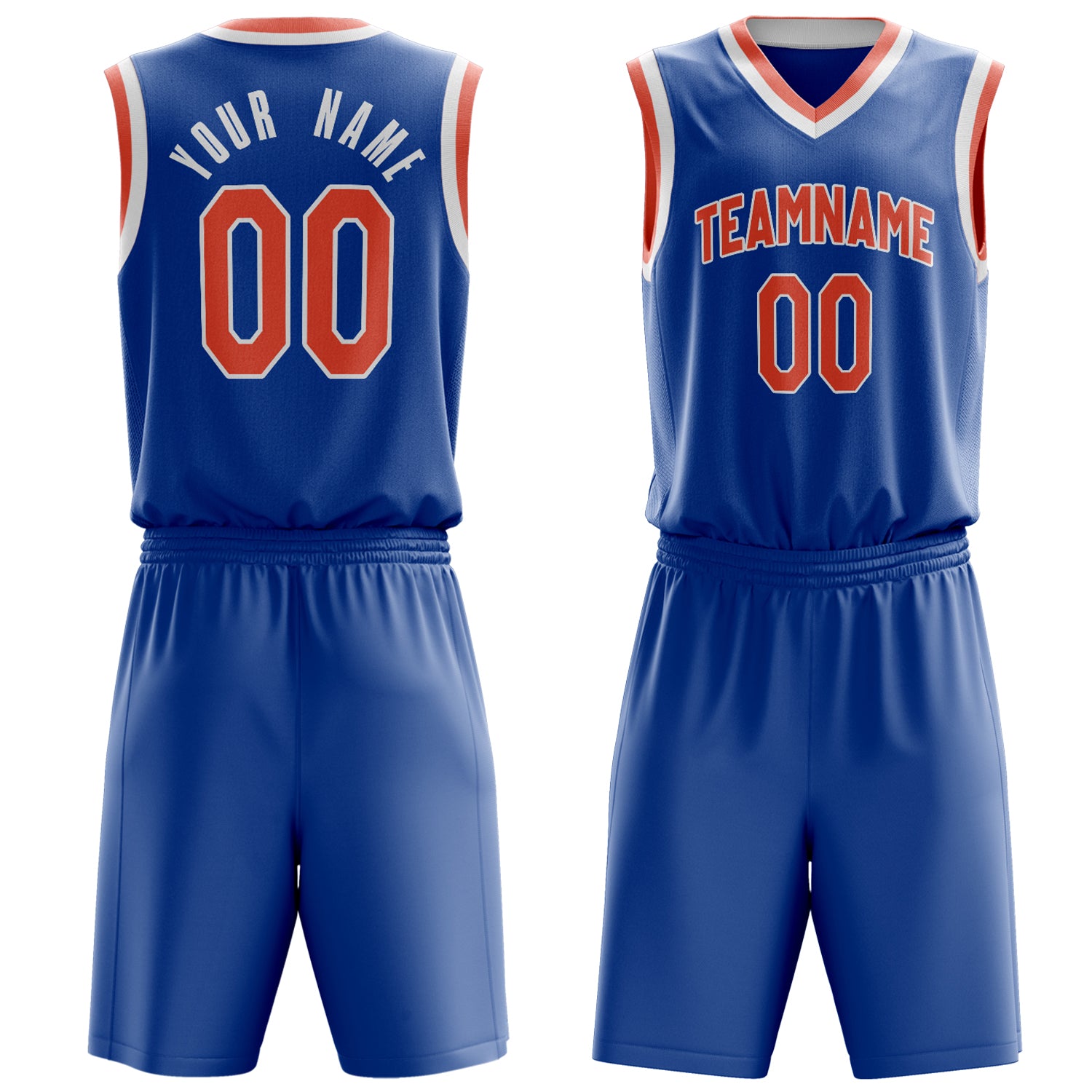 Custom Royal Orange Solid Color Basketball Set