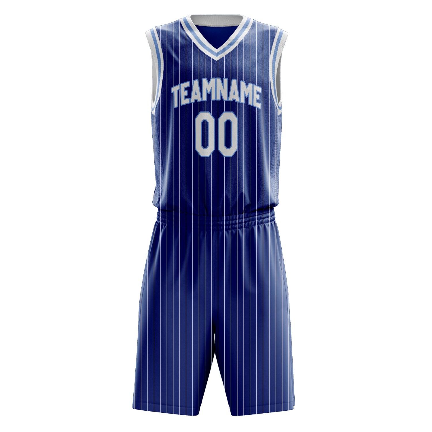 Custom Royal White Pinstripe Basketball Set