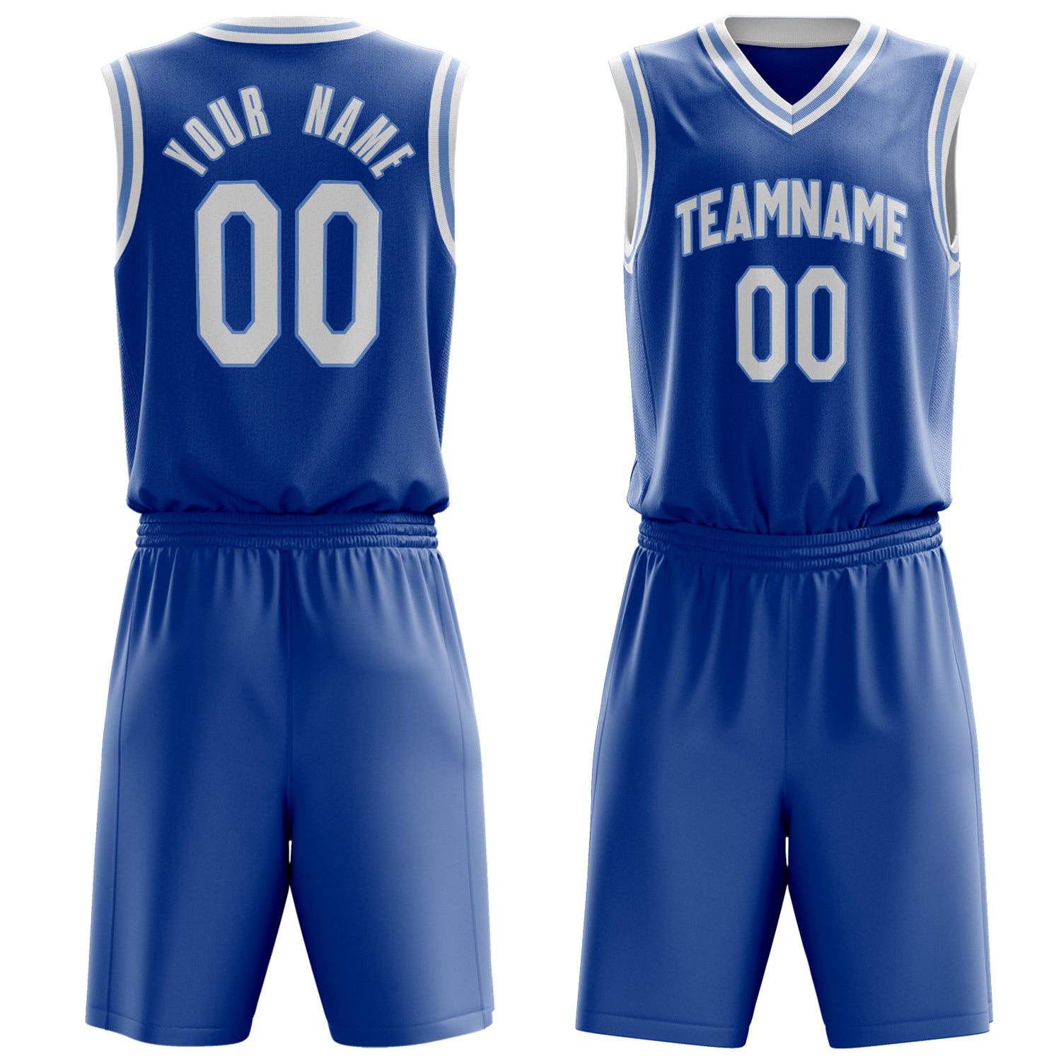 Custom Royal White Solid Color Basketball Set