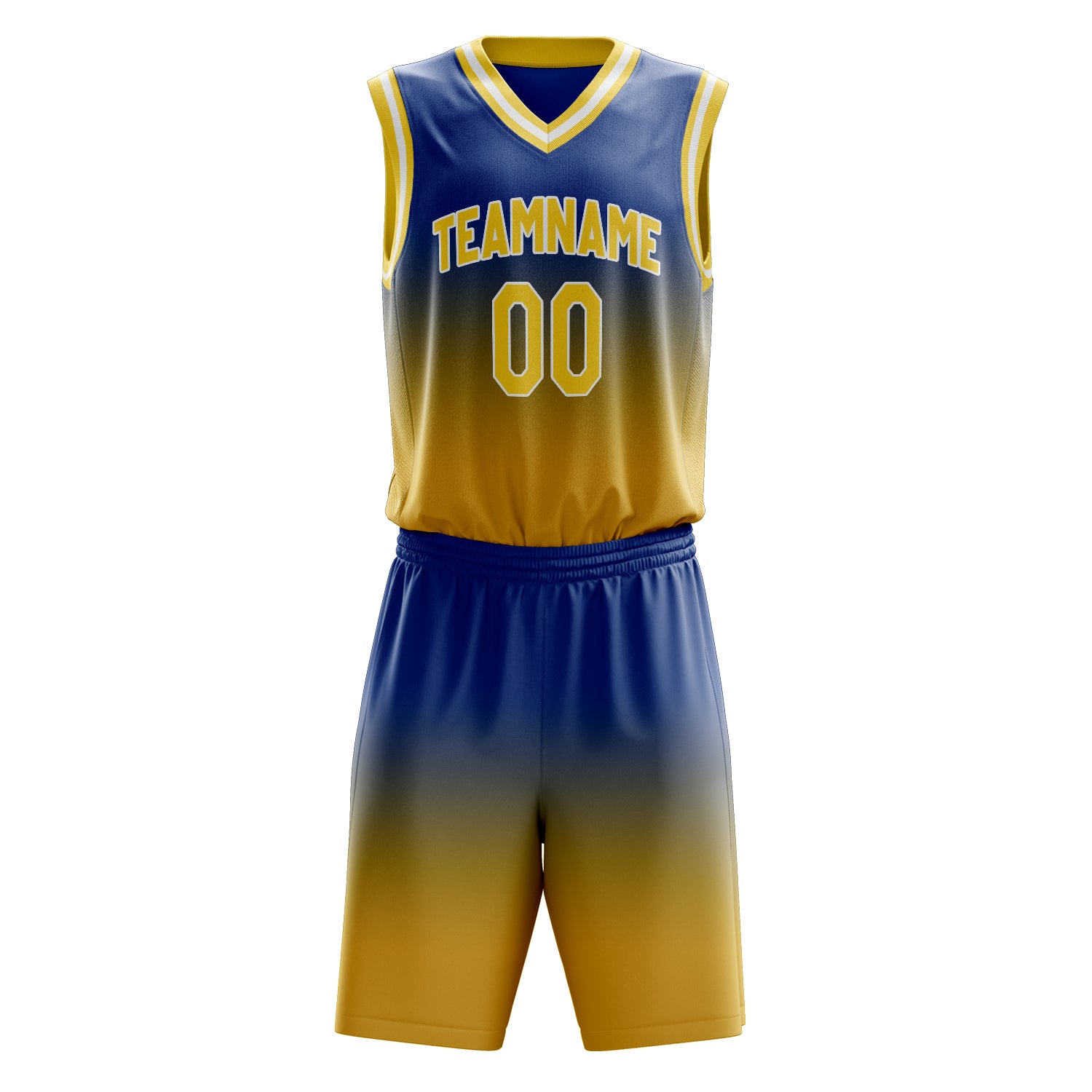 Custom Royal Yellow Fade Basketball Set