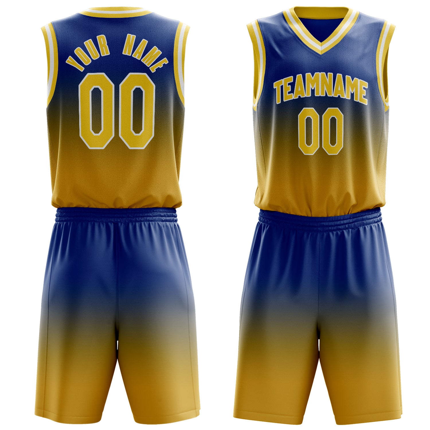 Custom Royal Yellow Fade Basketball Set