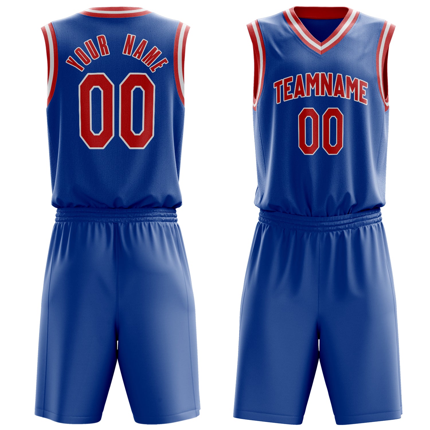 Custom Royal Red Solid Color Basketball Set