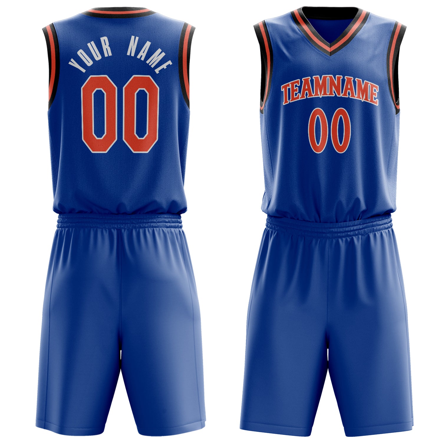 Custom Royal Orange Solid Color Basketball Set