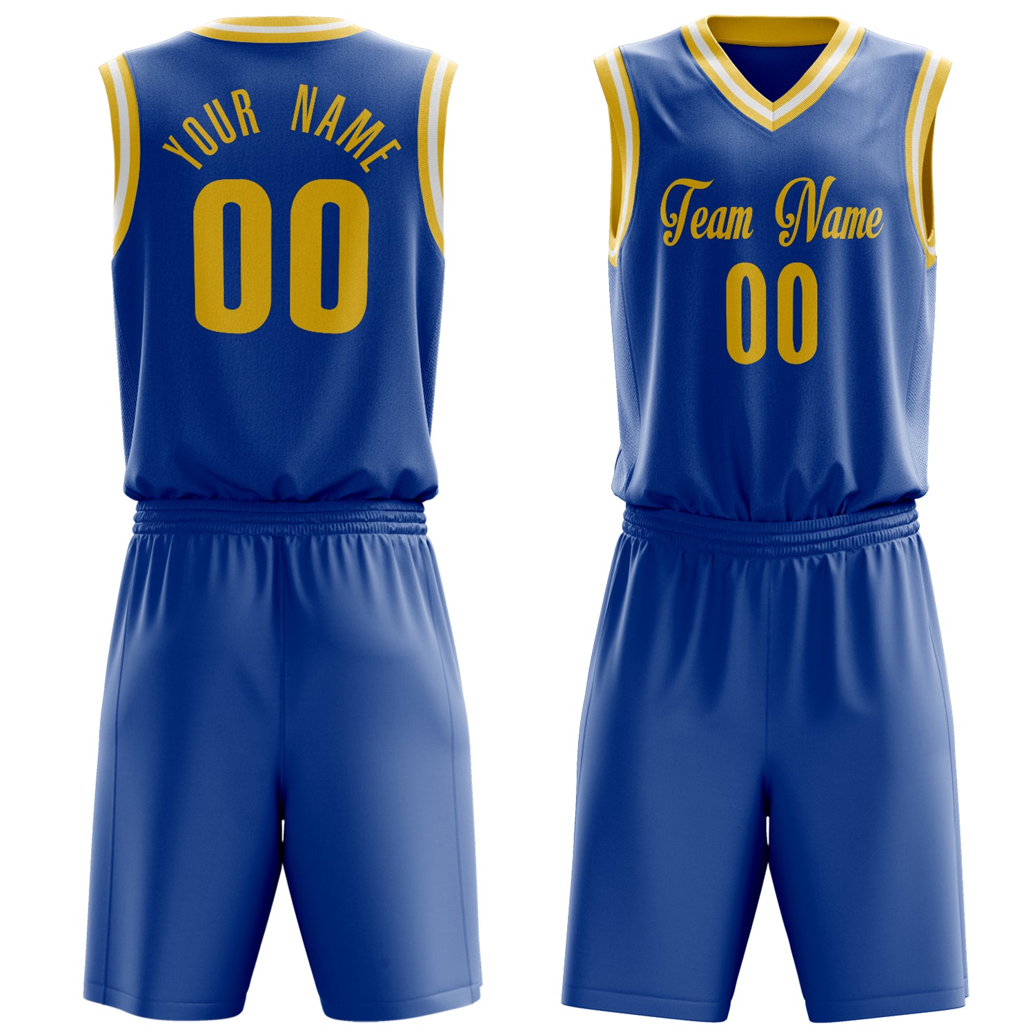 Custom Royal Gold Solid Color Basketball Set