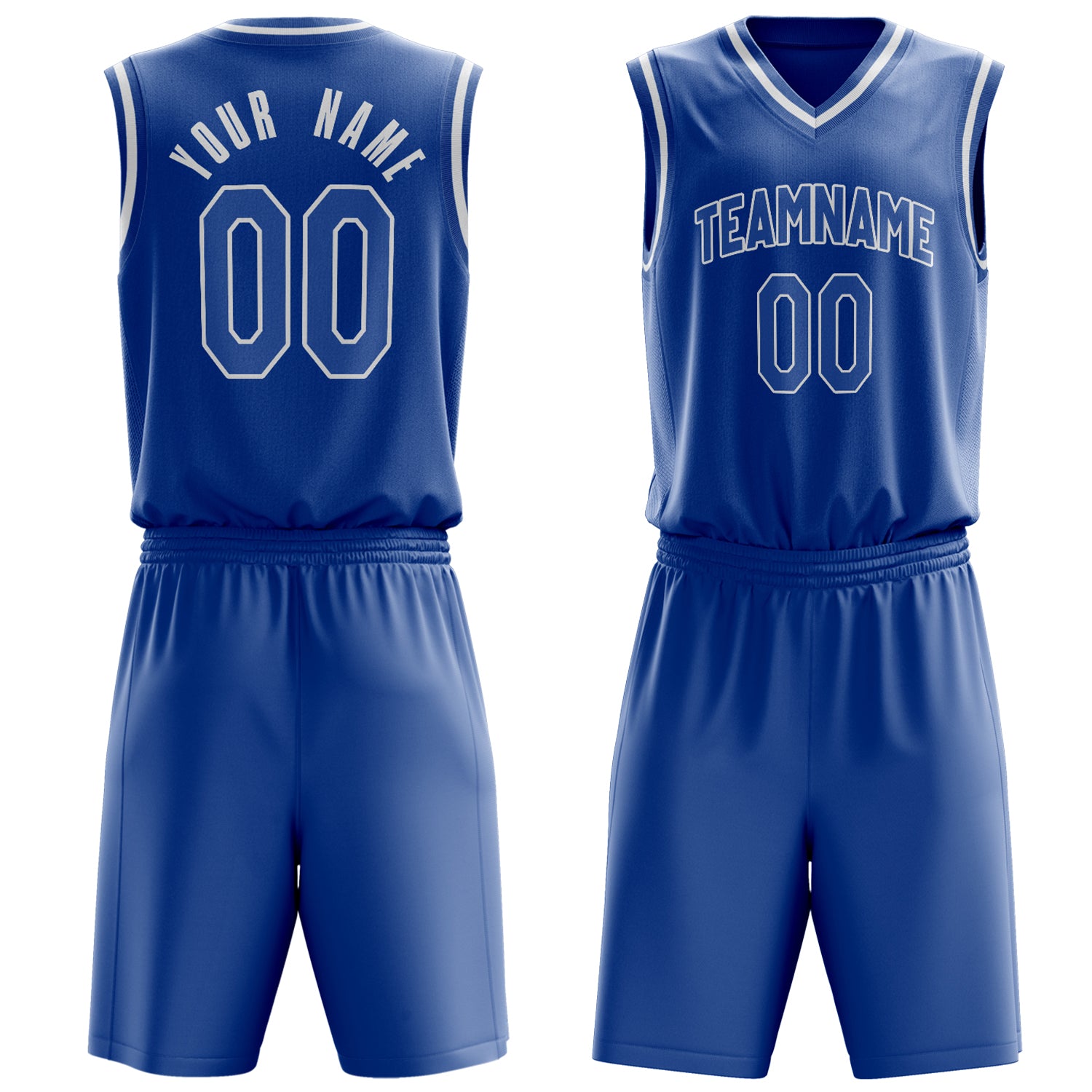 Custom Royal White Solid Color Basketball Set