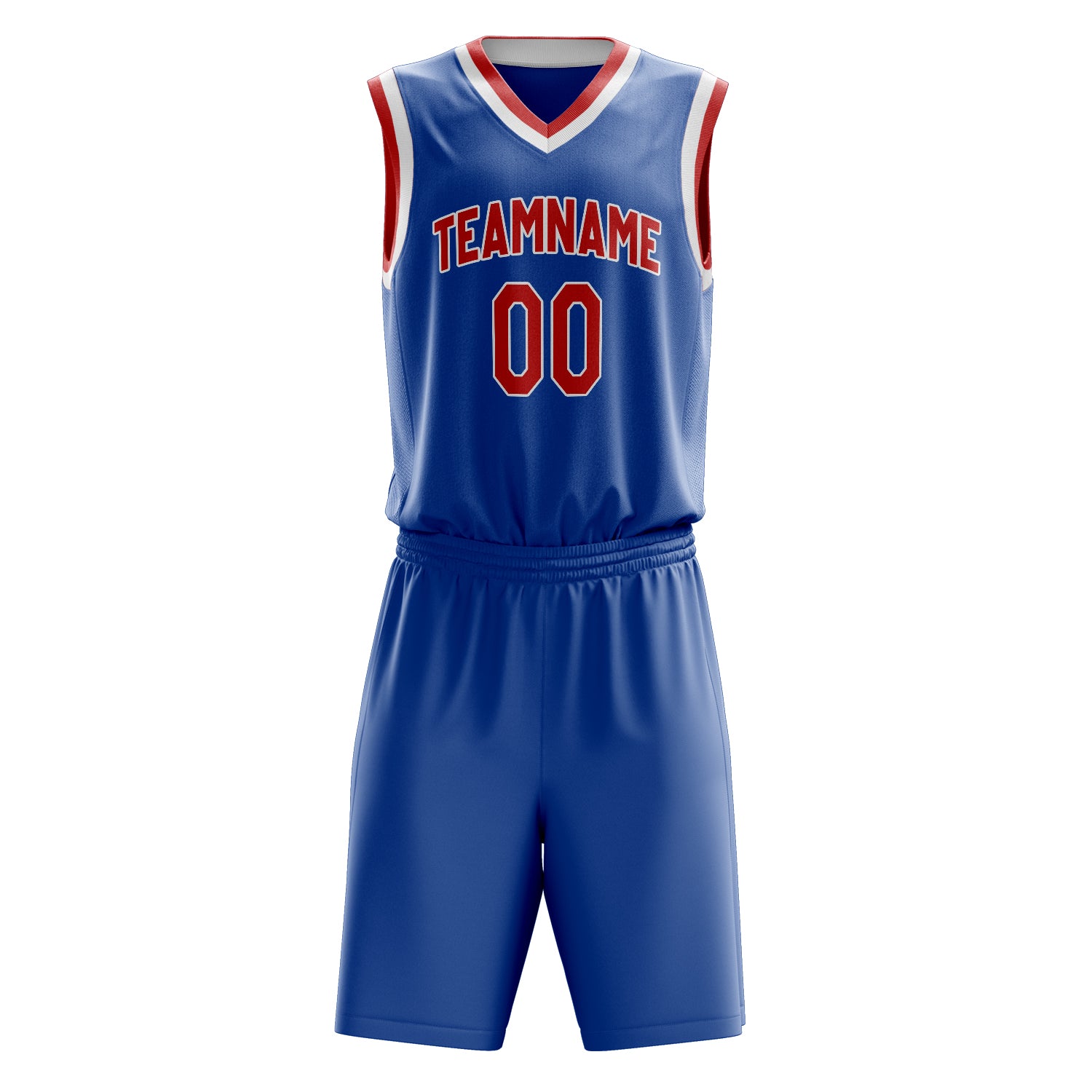 Custom Royal Red Solid Color Basketball Set