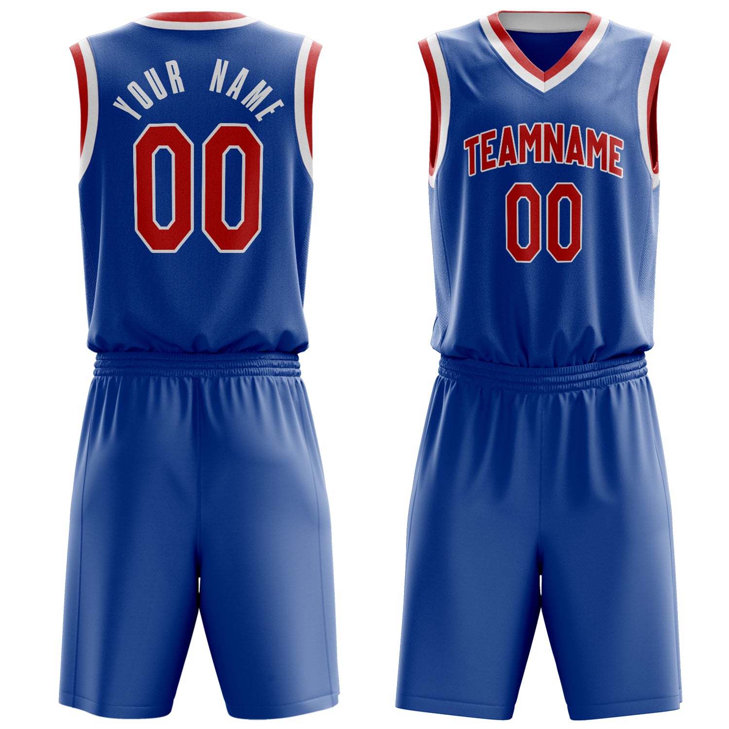 Custom Royal Red Solid Color Basketball Set
