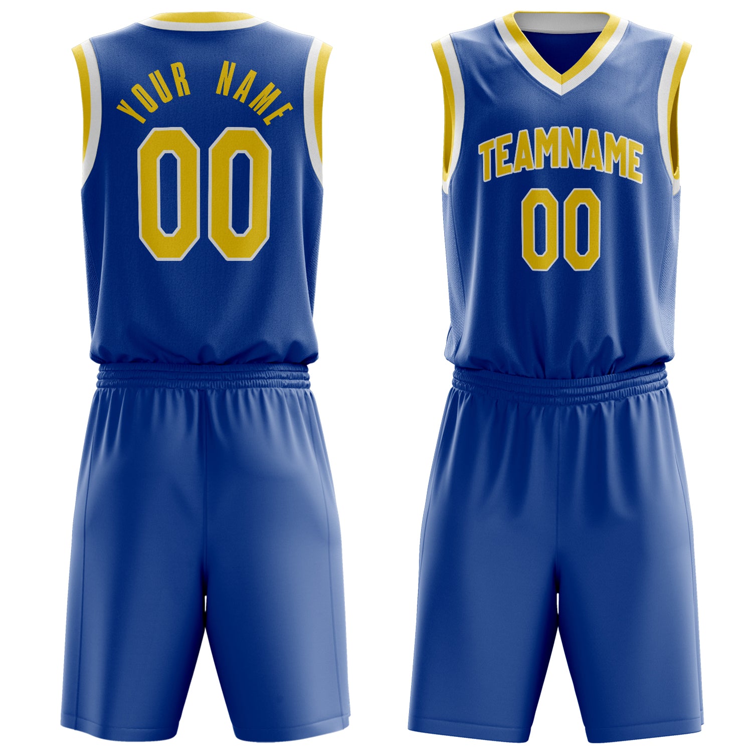 Custom Royal Yellow Solid Color Basketball Set