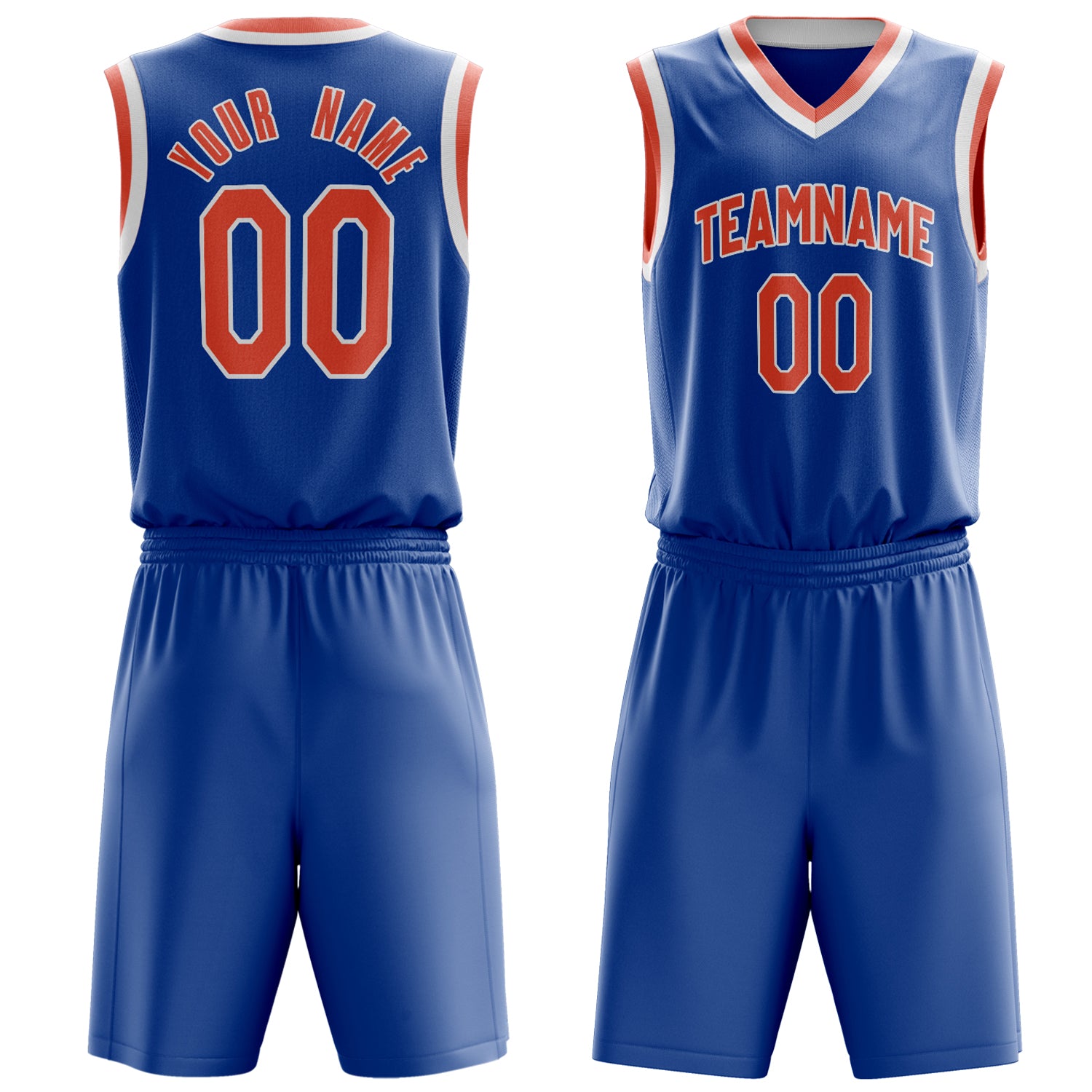 Custom Royal Orange Solid Color Basketball Set