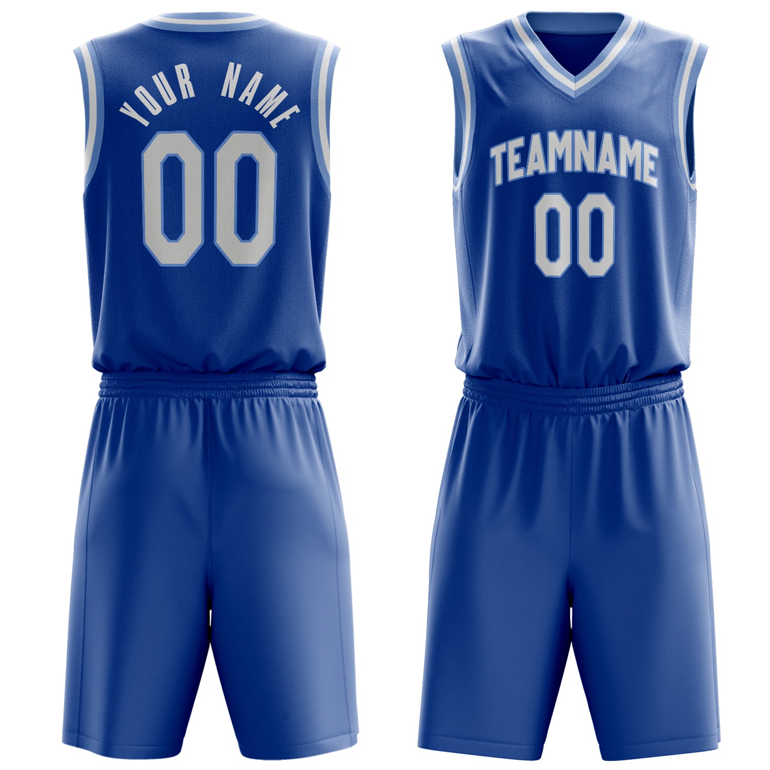 Custom Royal White Solid Color Basketball Set